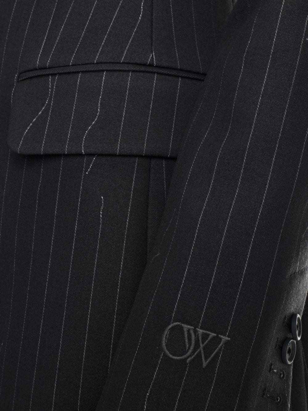 pinstripe-pattern virgin wool-blend blazer - 5