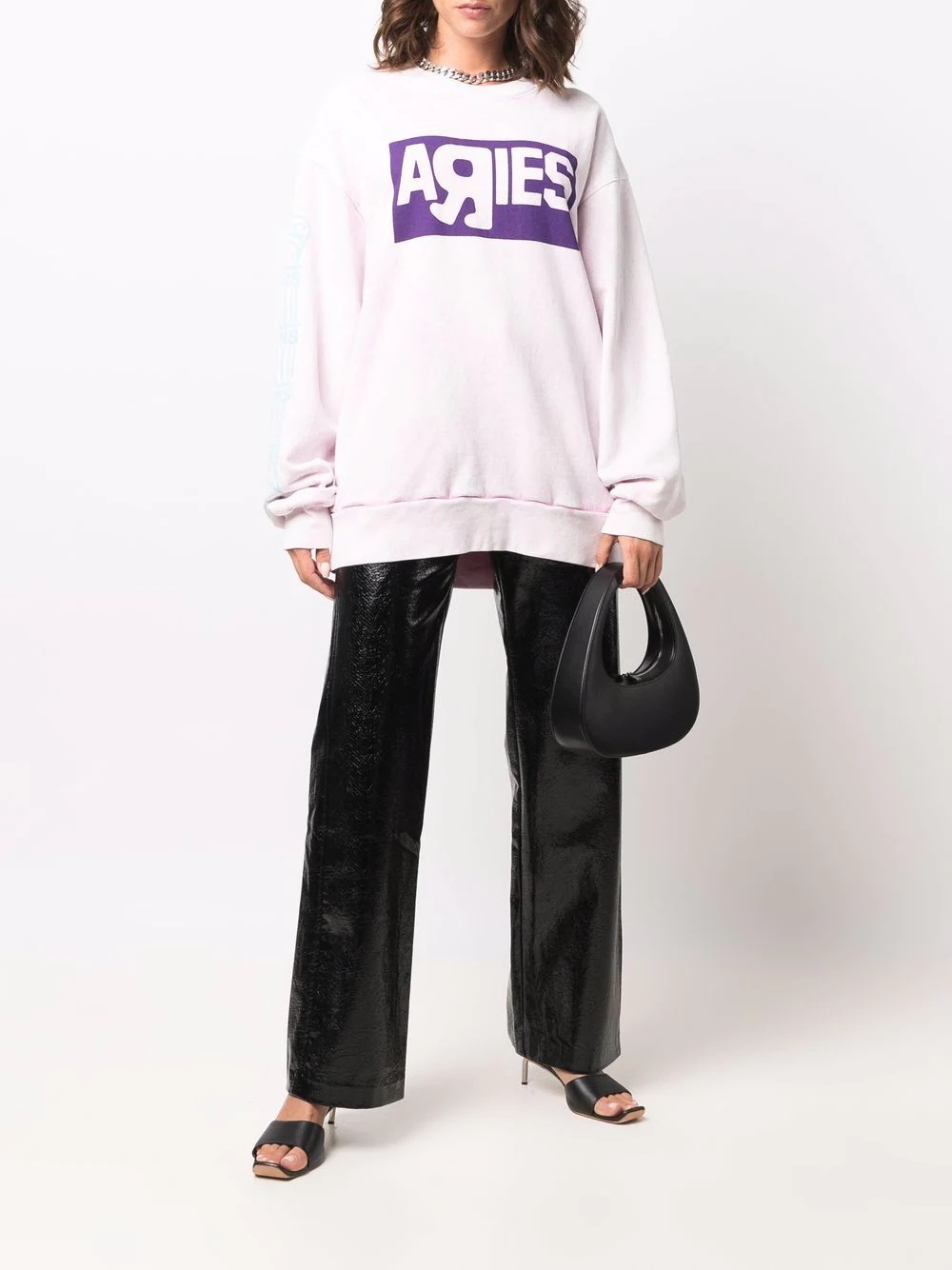 slogan-print cotton sweatshirt - 3