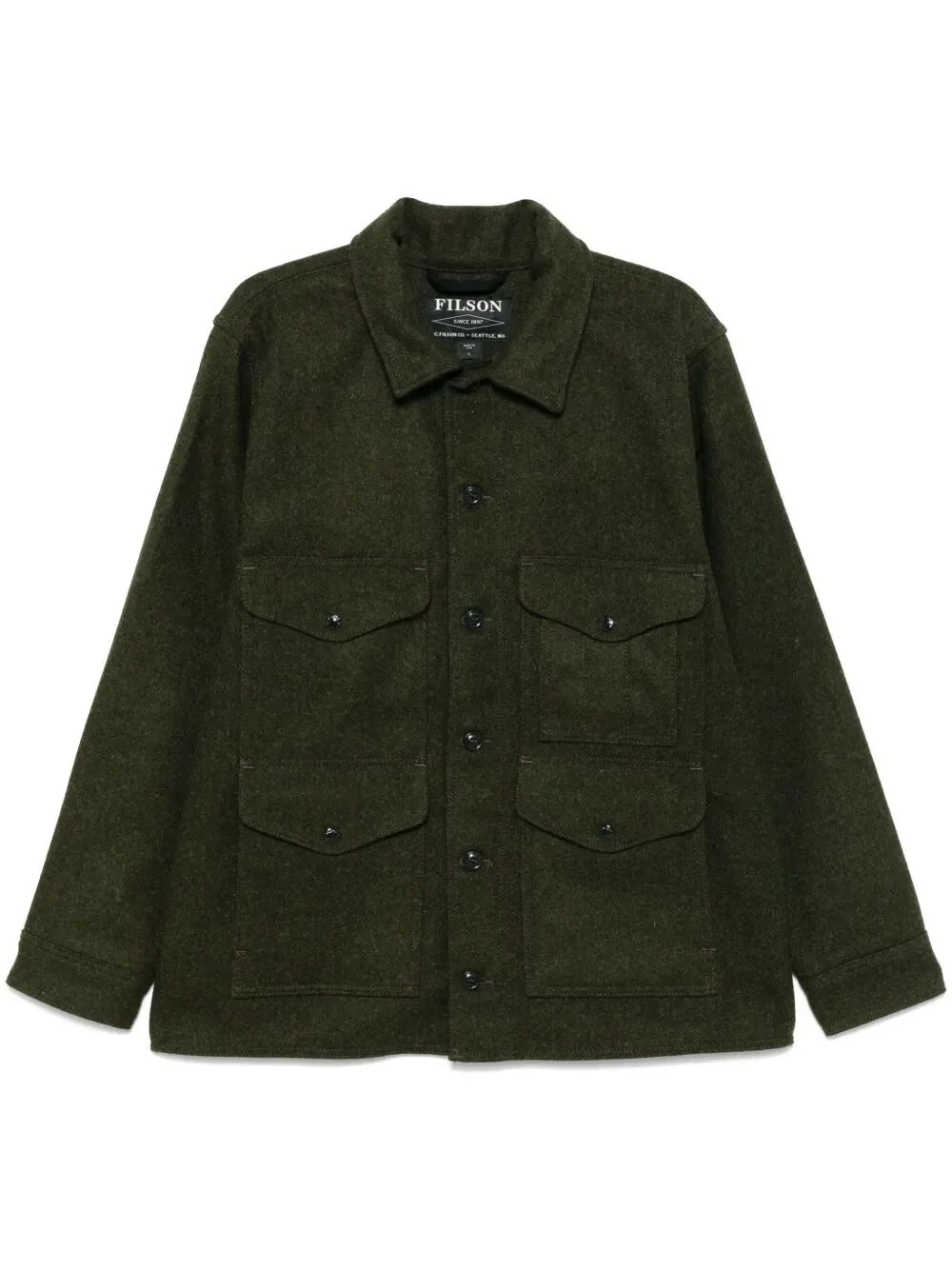 Introducing the "MACKINAW CRUISER 26OZ WOOL" JACKET by FILSON, a quintessential outerwear piece in t - 1