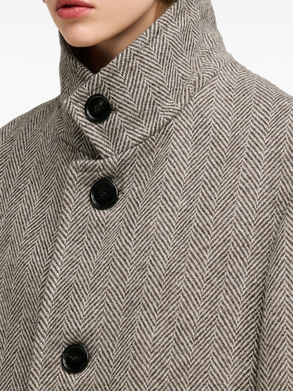 high-neck wool coat - 6