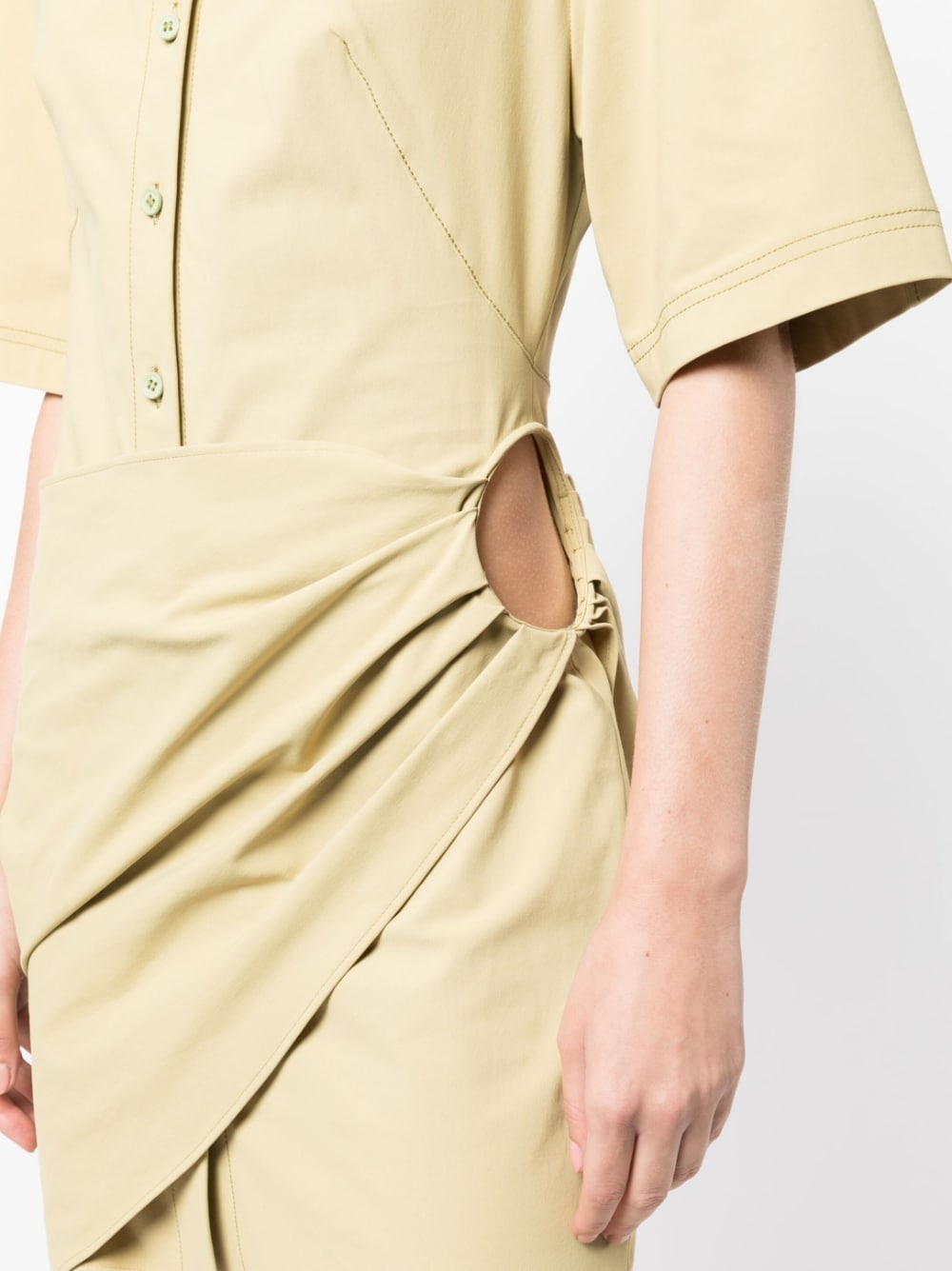 gathered-detail shirt dress - 5