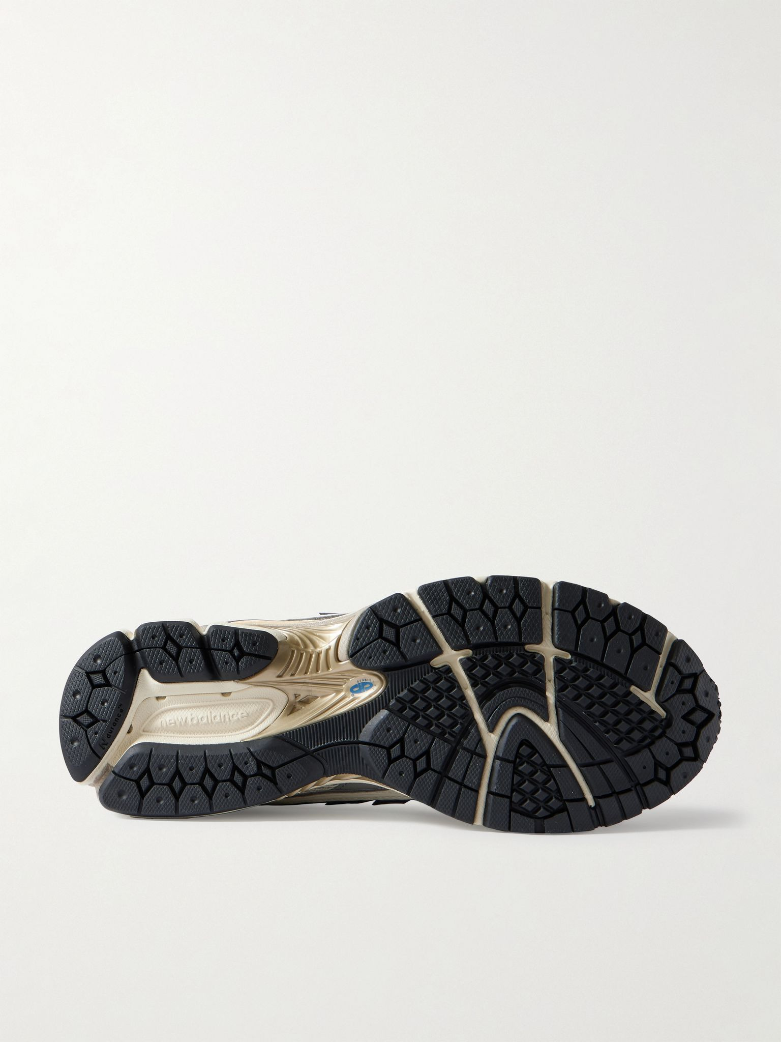 1906 Rubber- and Leather-Trimmed Mesh Sneakers Gray - 3