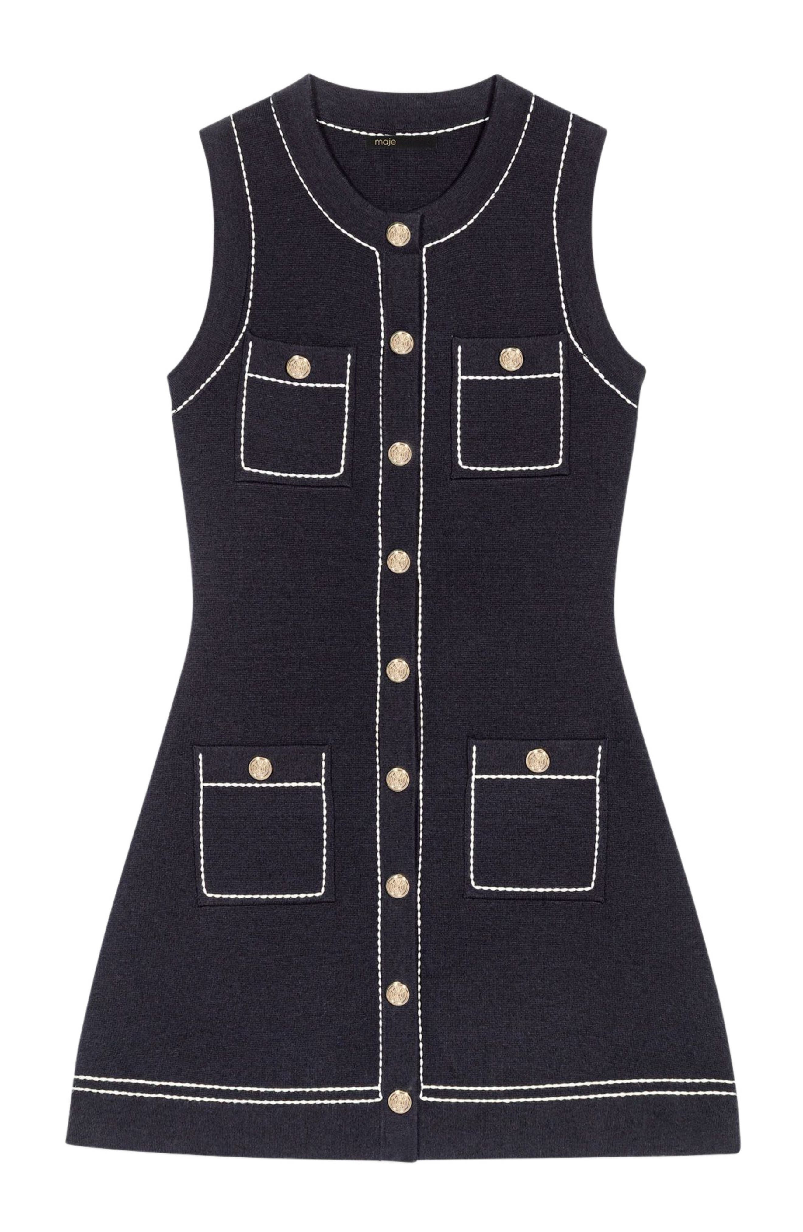 maje Straight dress in stitched knit in Navy at Nordstrom - 8