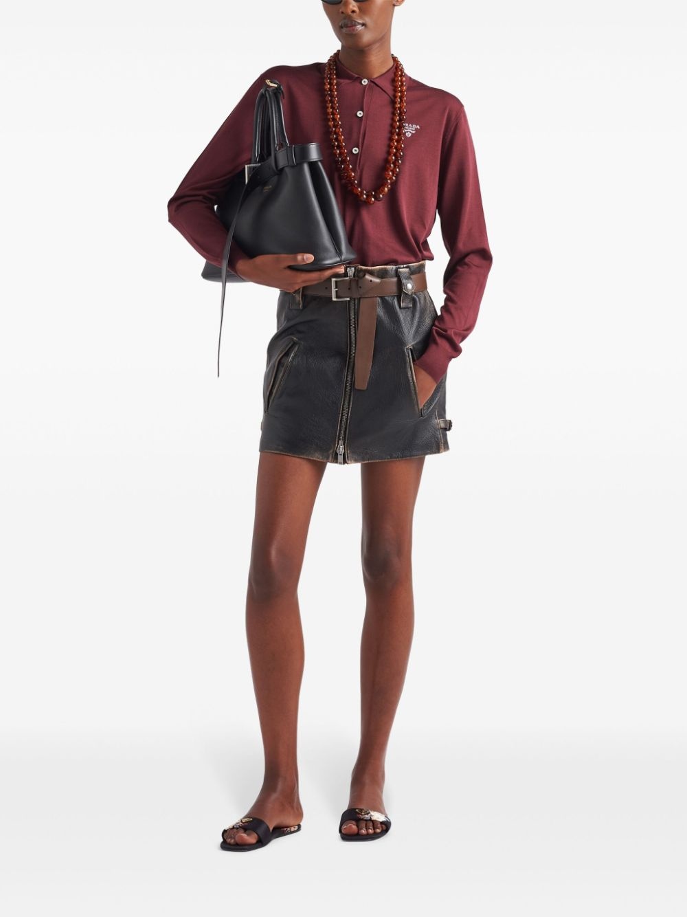 leather mini skirt - 2