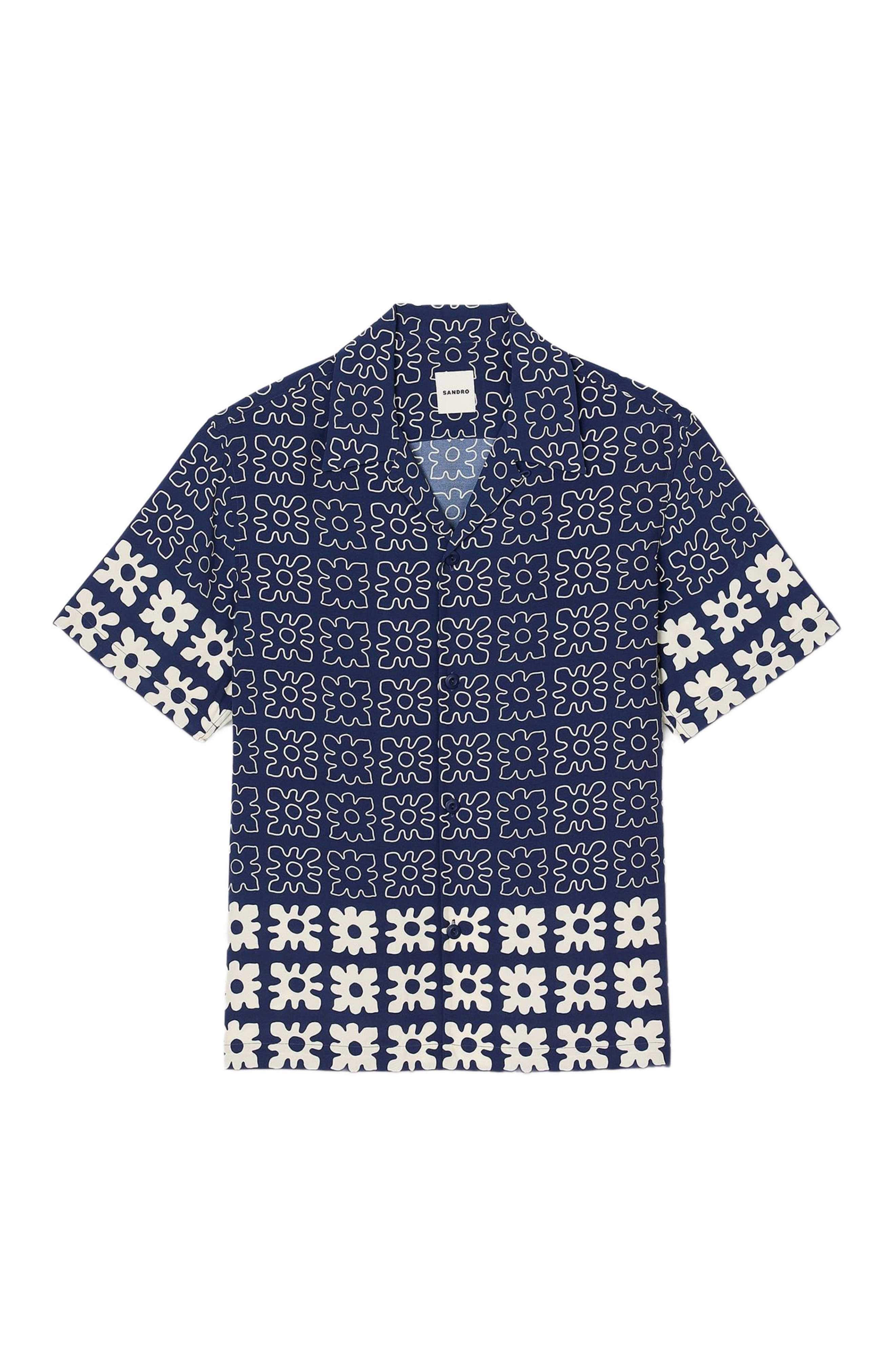 SANDRO Floral motif shirt in Oats at Nordstrom - 5