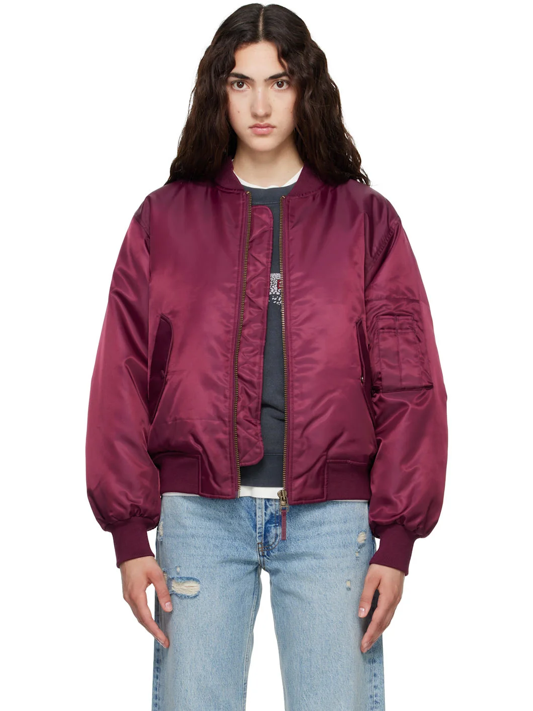 Burgundy Leon Bomber Jacket - 1