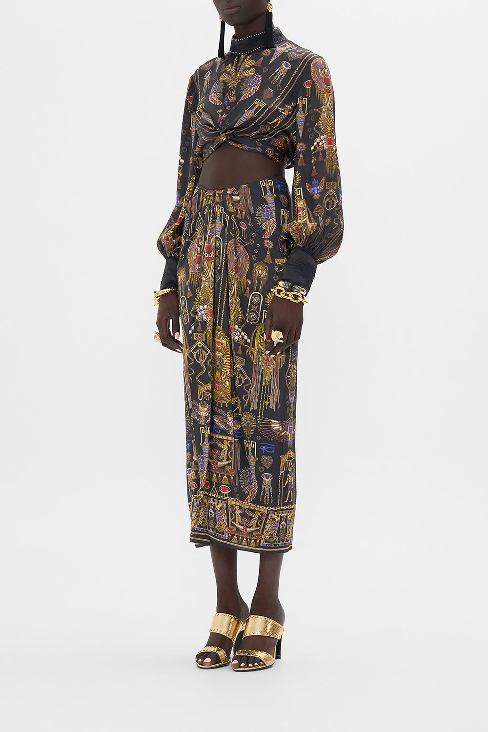 DRAPE FRONT SKIRT WITH SPLIT - 4