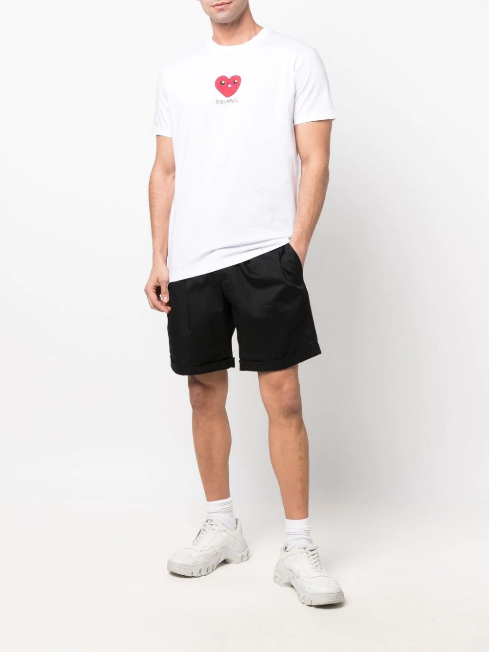 heart-motif logo cotton T-shirt - 2