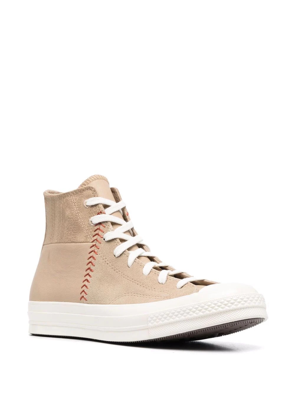 patchwork-stitched high-top sneakers - 2