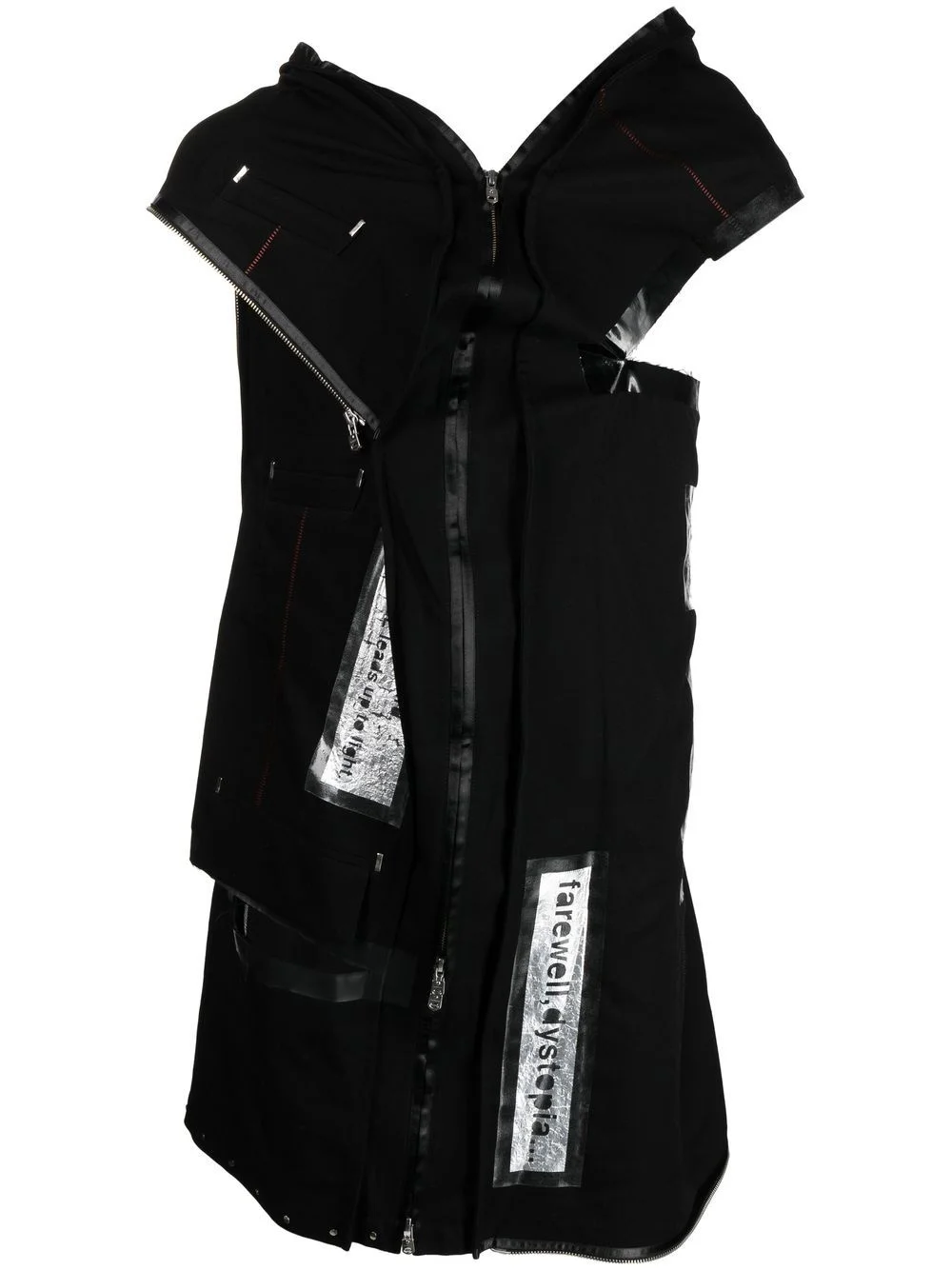 asymmetrical distressed sleeveless jacket - 1