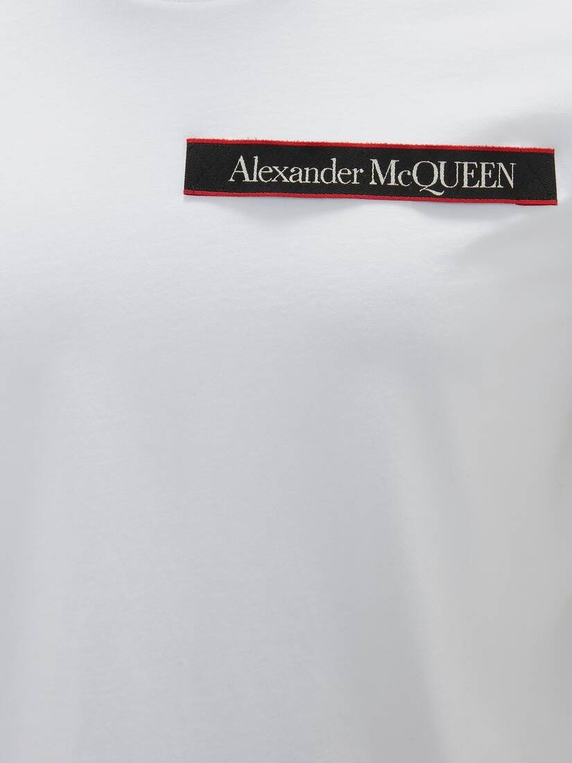 Selvedge Logo Tape Detail T-shirt in White - 5