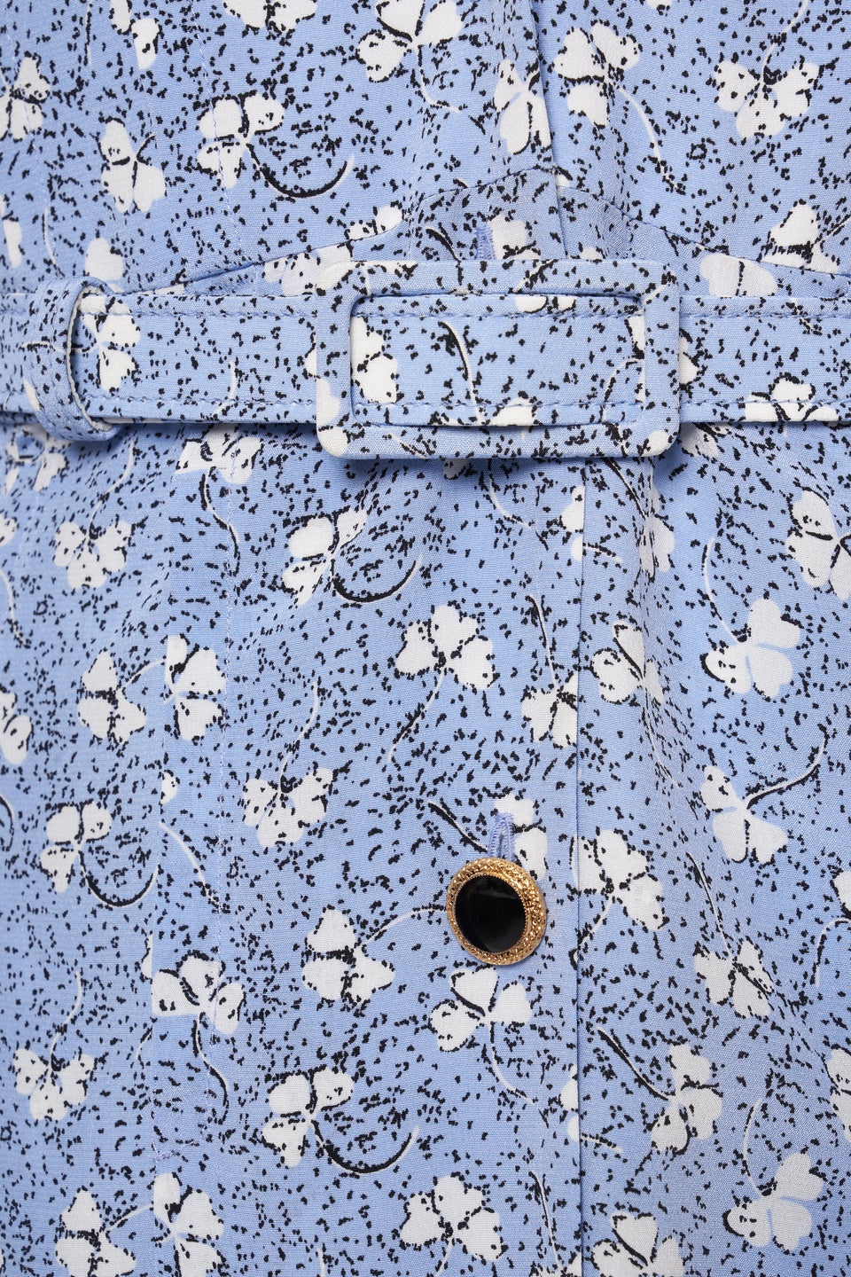 CLOVER PRINT SILK DRESS WITH MIKADO COLLAR, BELT - 3