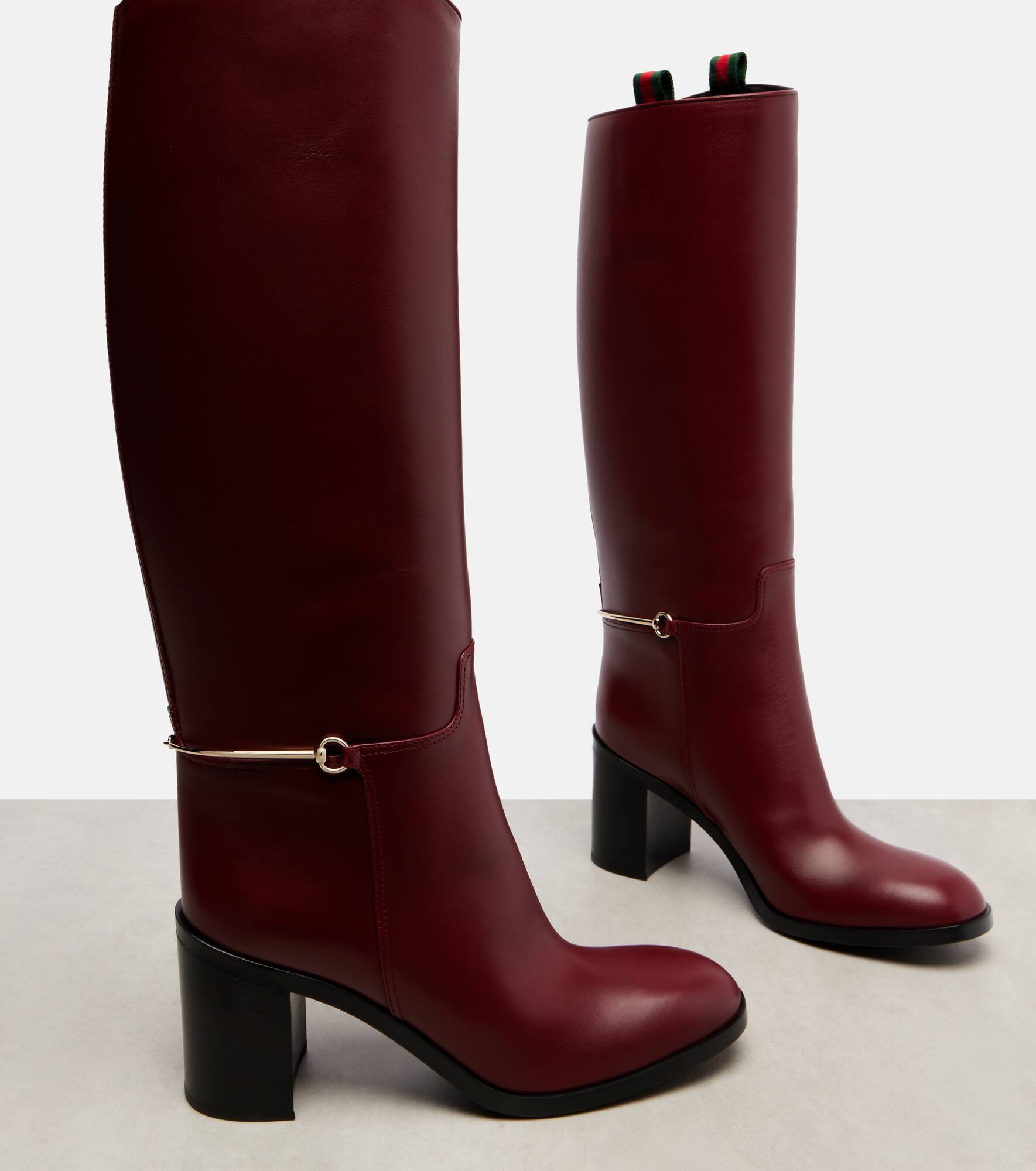 Horsebit leather knee-high boots - 5