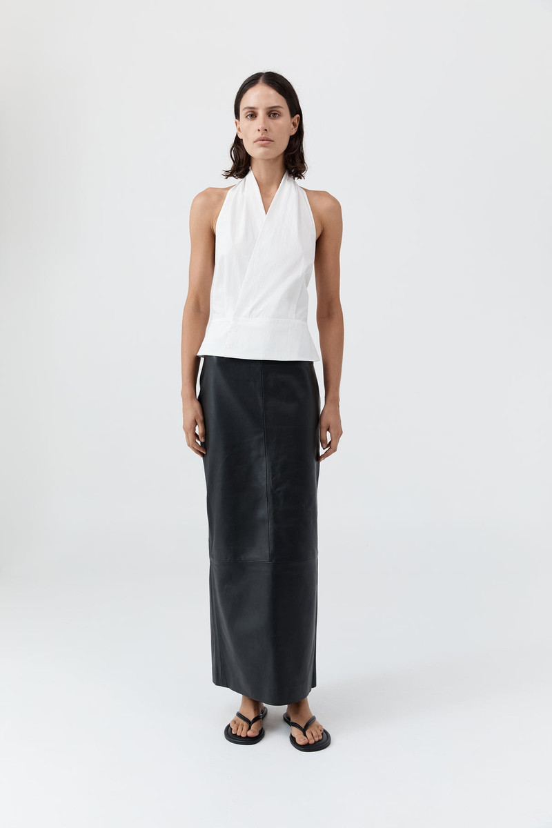 ST. AGNI Leather Column Skirt - Black outlook