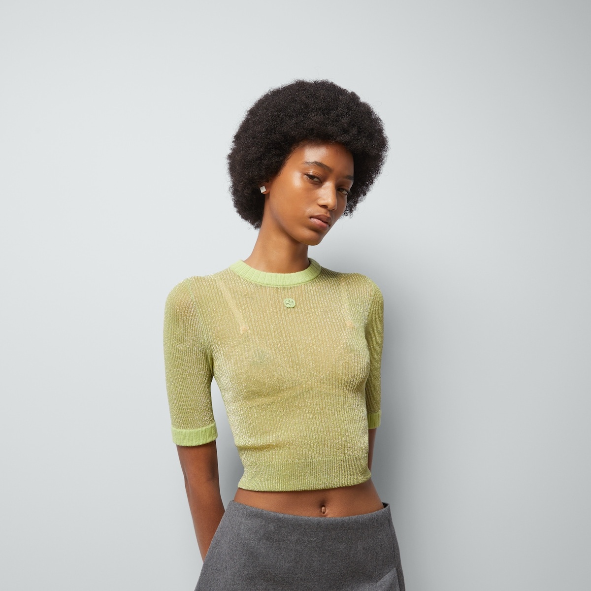 Lamé knit top with Interlocking G - 5