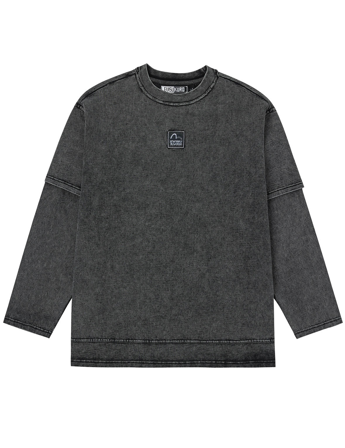 EVISUKURO Label and Seagull Print Oversized  2-in-1 long-sleeve T-shirt - 12