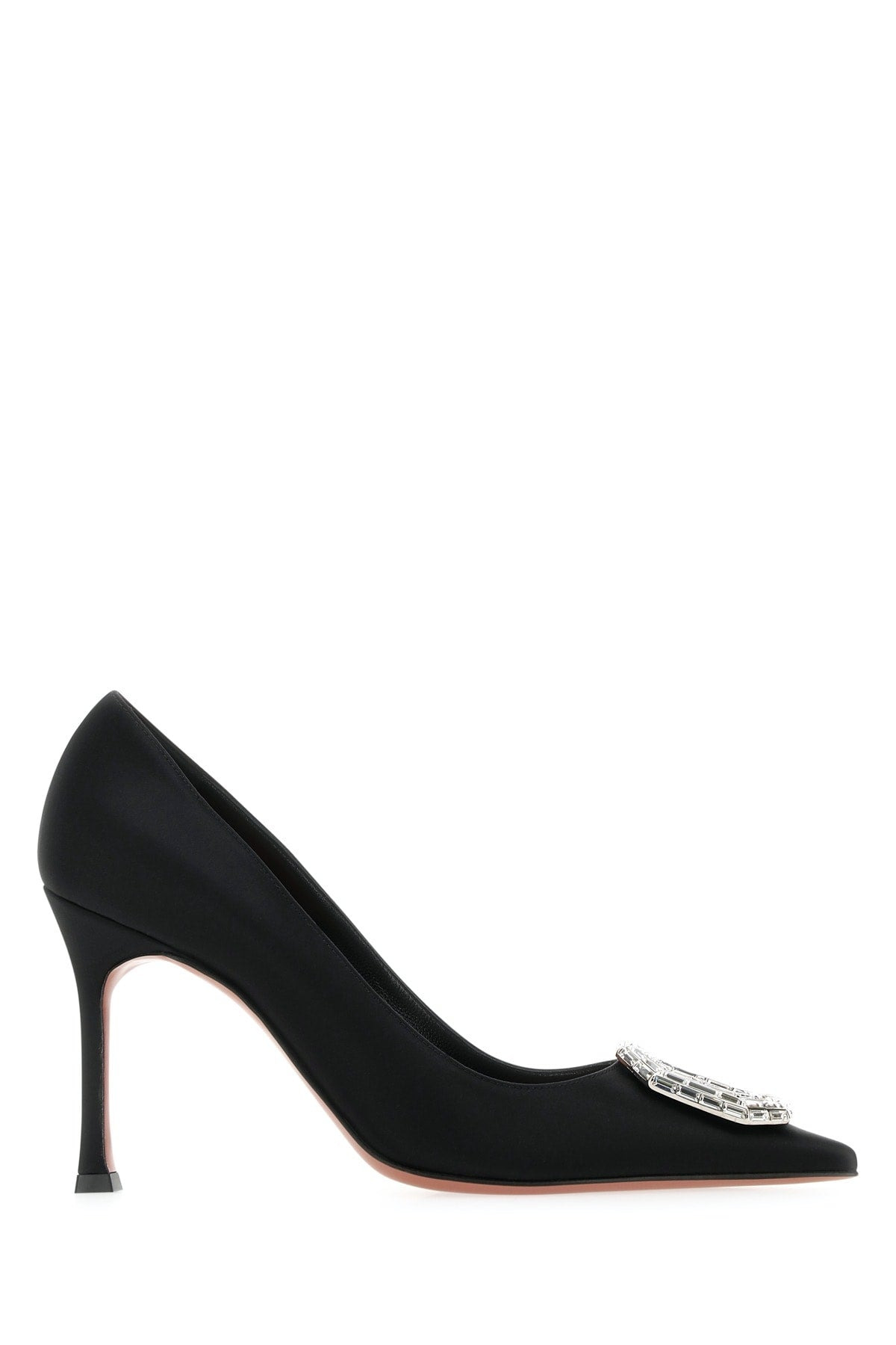 Amina Muaddi Women Camelia Pump 90 Satin Black White B - 3