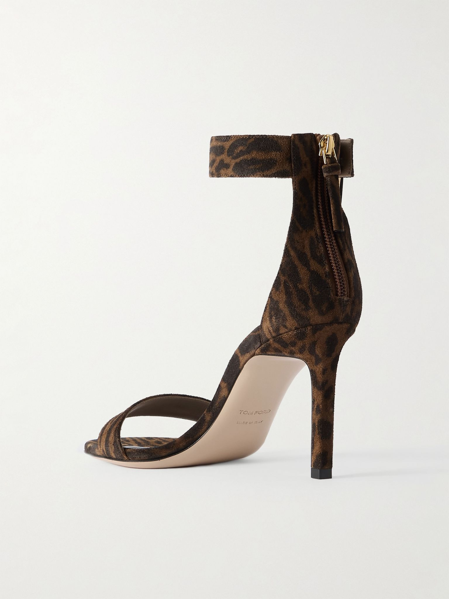 Padlock embellished leopard-print suede sandals Brown - 3