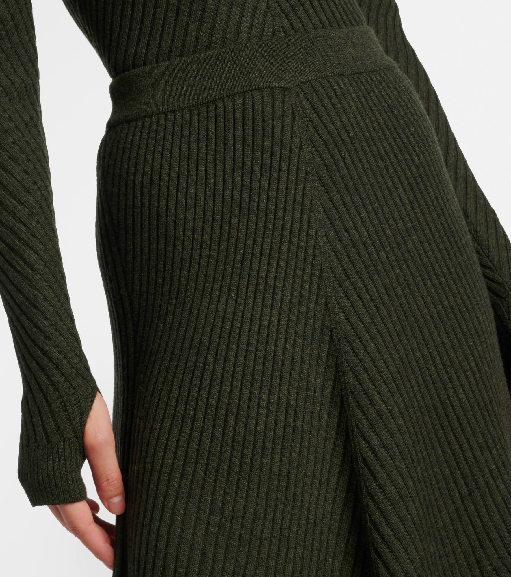 Ribbed-knit wool midi skirt - 4