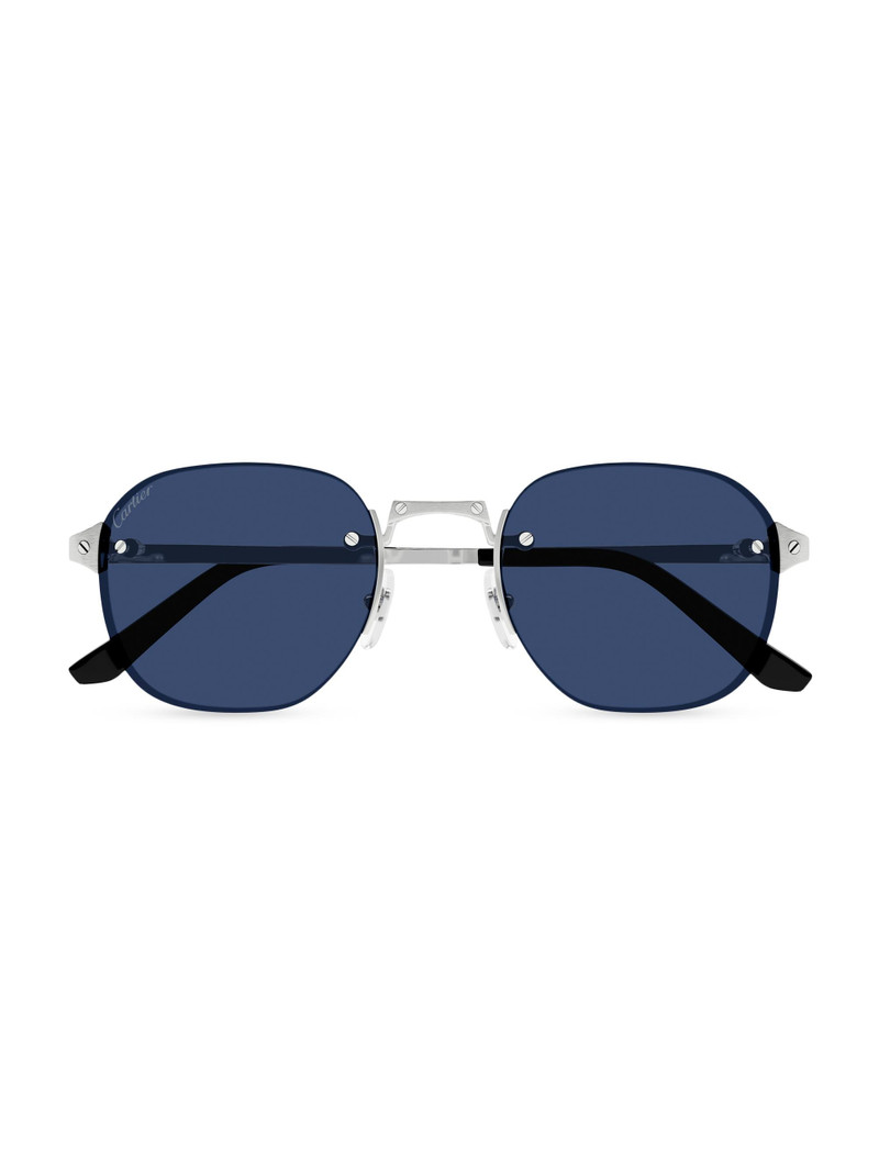 Men's Santos Classic 53MM Round Sunglasses - Silver Blue 1