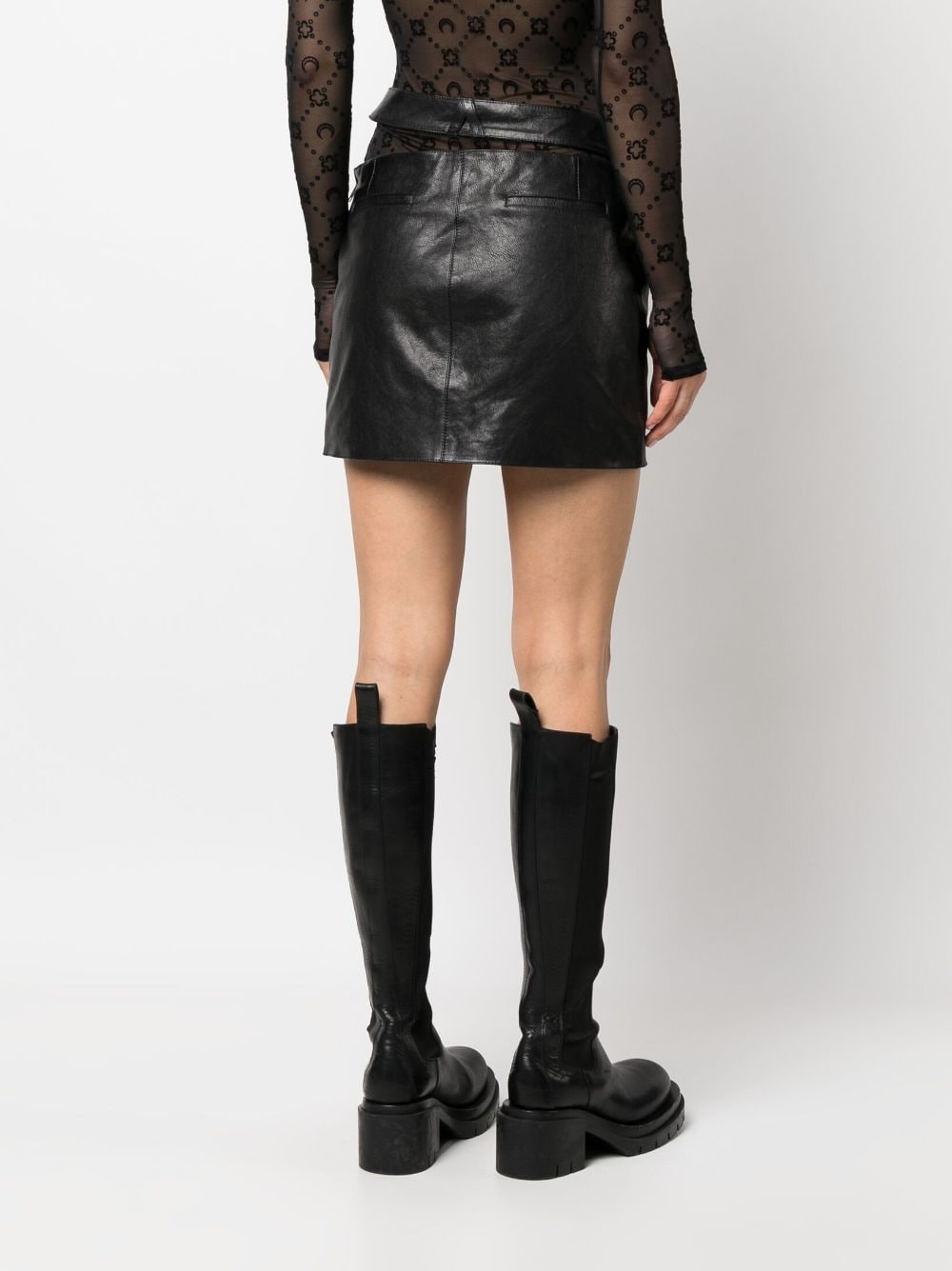 low-rise leather miniskirt - 4