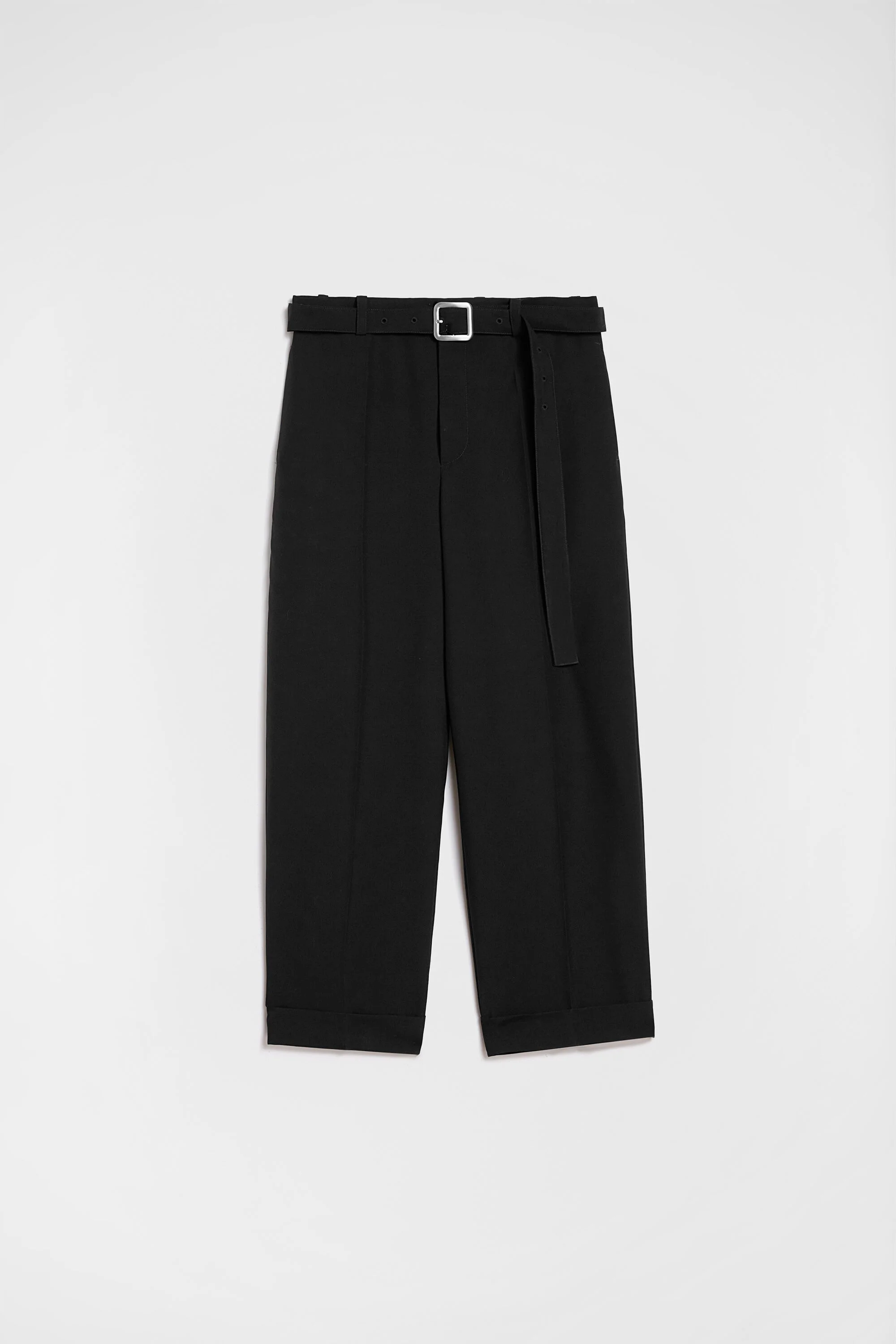 Wool Poplin Belted Trousers - 1
