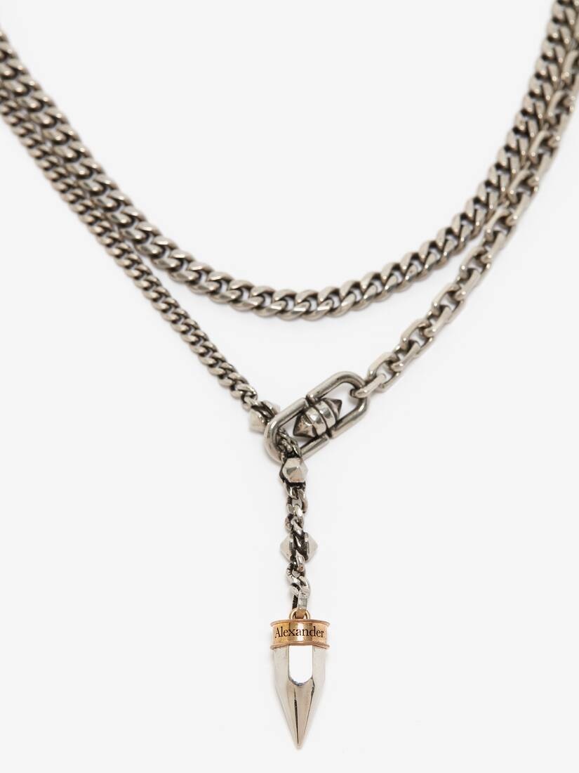 Men's Punk Stud Necklace in Antique Silver - 2