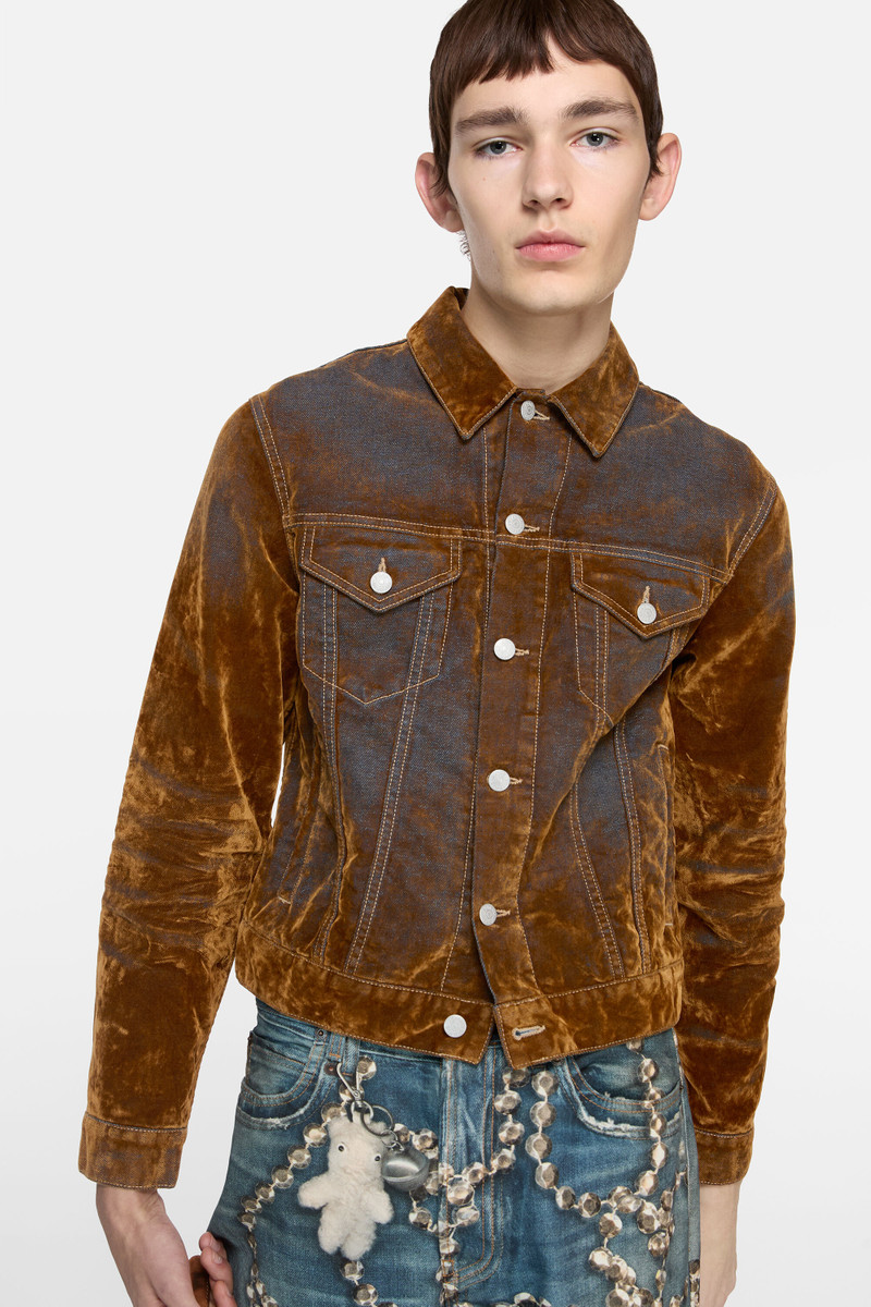 Flocked denim jacket - Rust brown 4