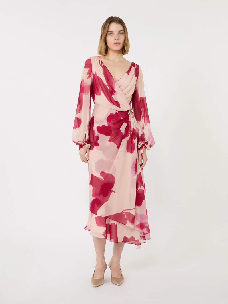 ARMONIOSO Printed georgette dress - BEIGE 3