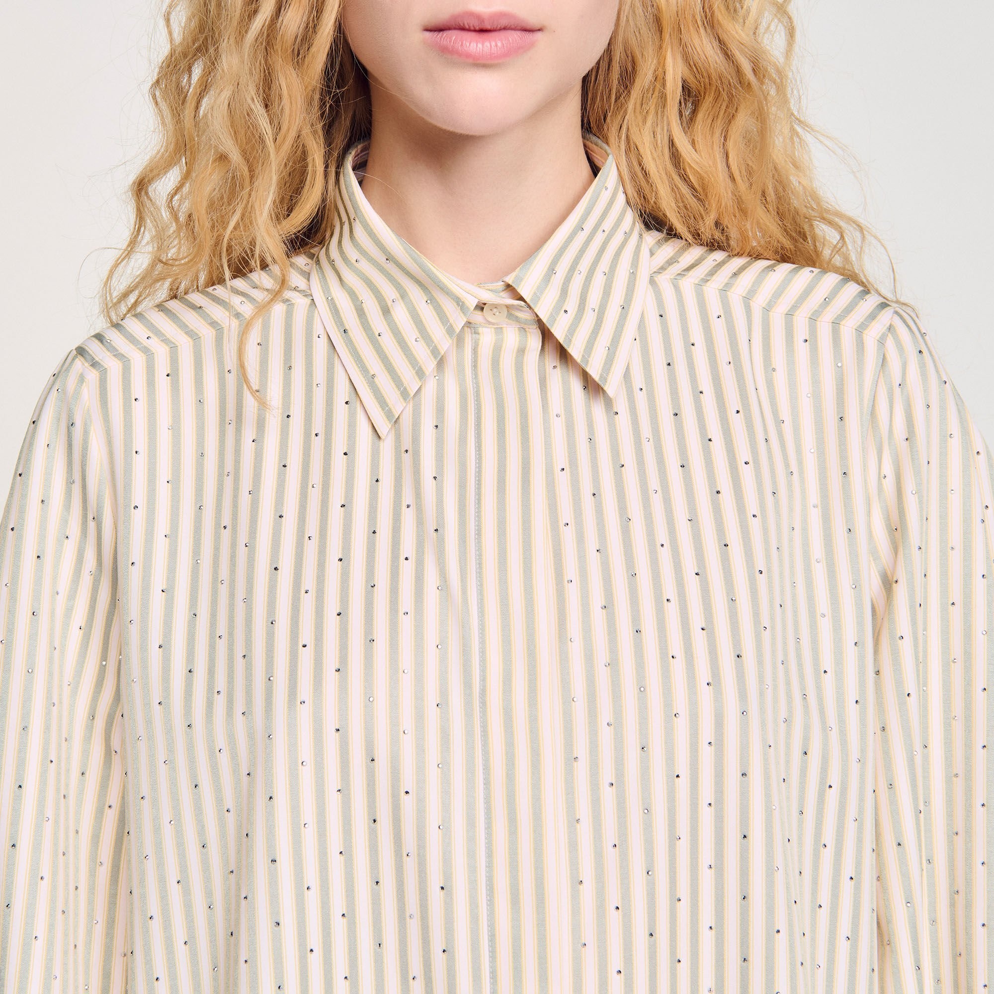 RHINESTONE STRIPED SHIRT DRESS - 3