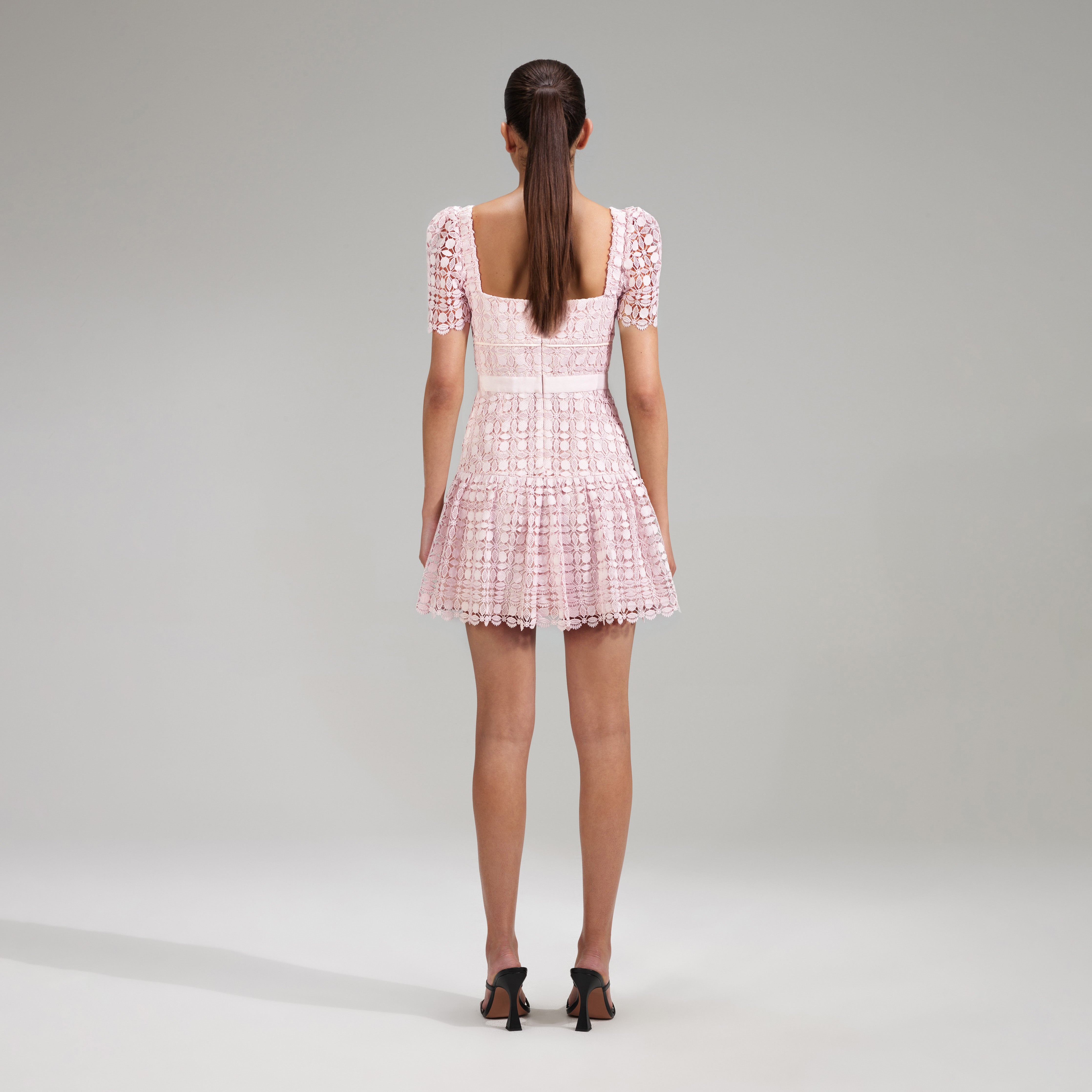 Pink Petal Lace Mini Dress - 3