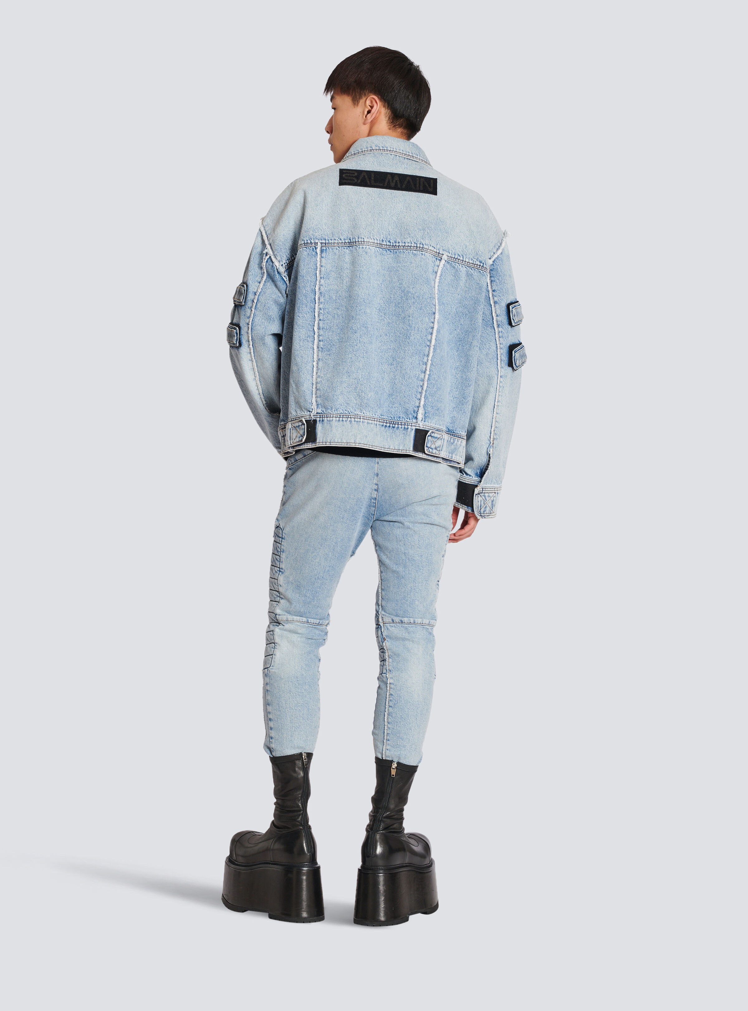 Denim jacket with velcro stripes - 5