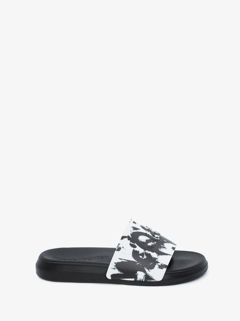 Mcqueen Graffiti Slide in White/black - 1