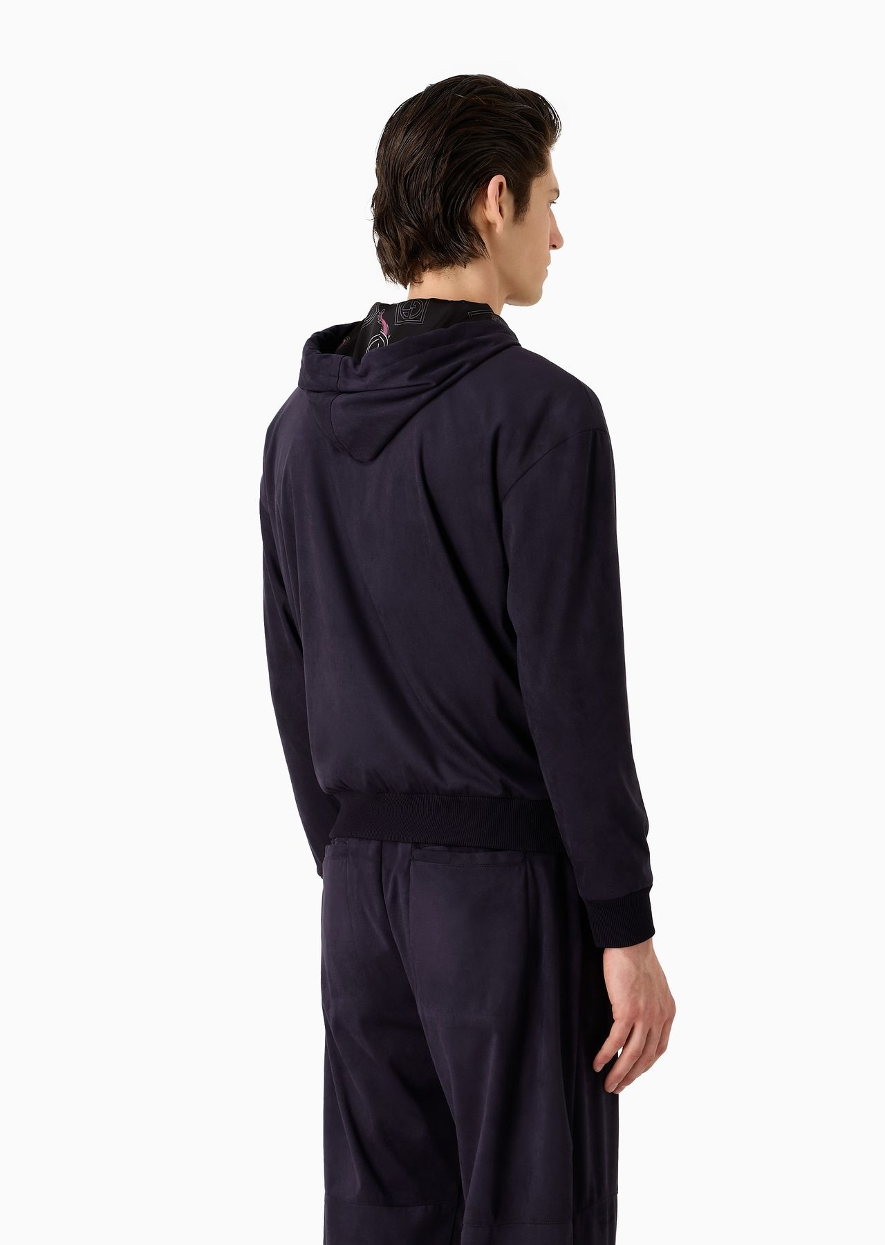 Suede-effect fabric hooded blouson - 3