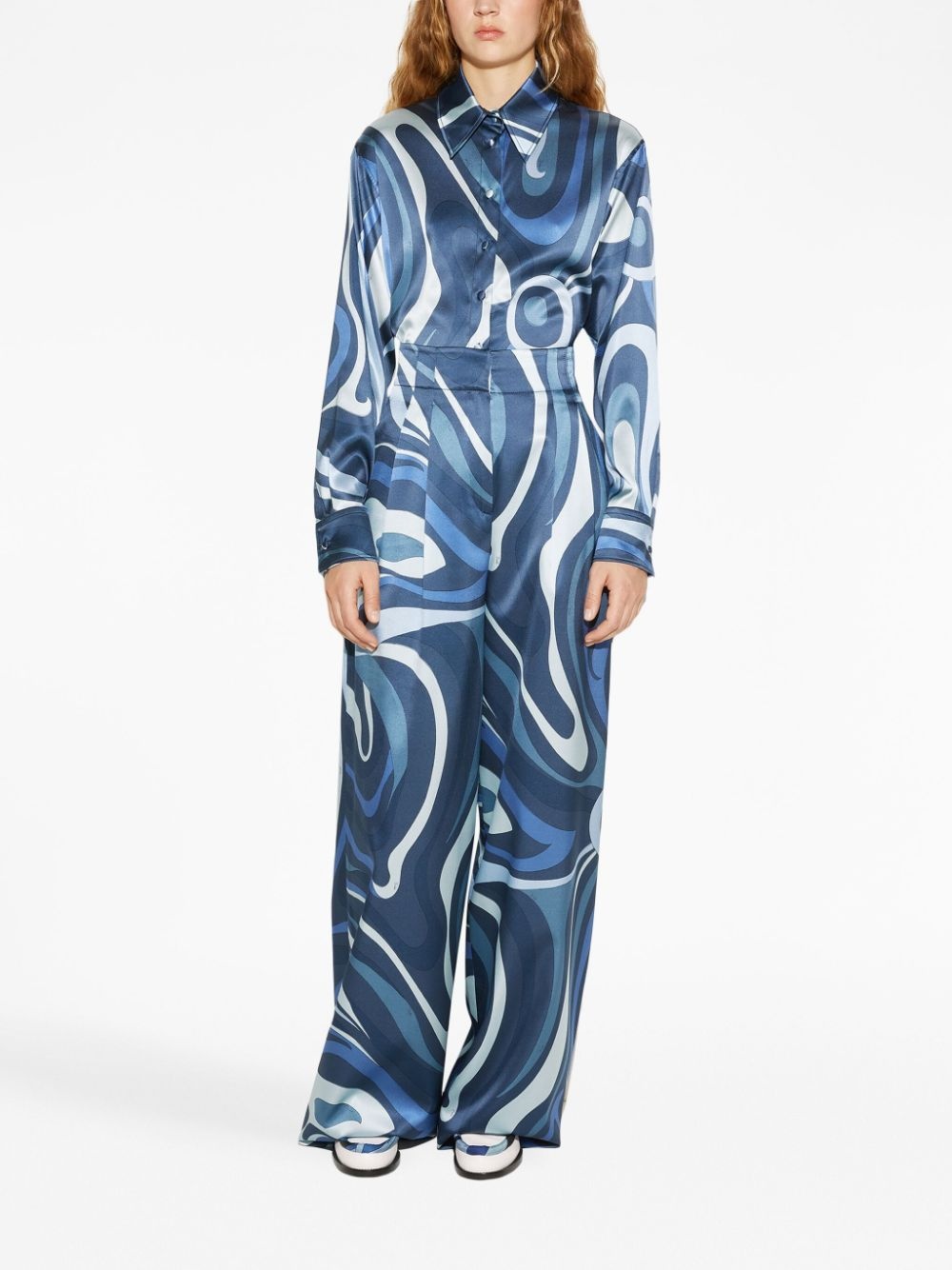 abstract-print silk culottes - 2