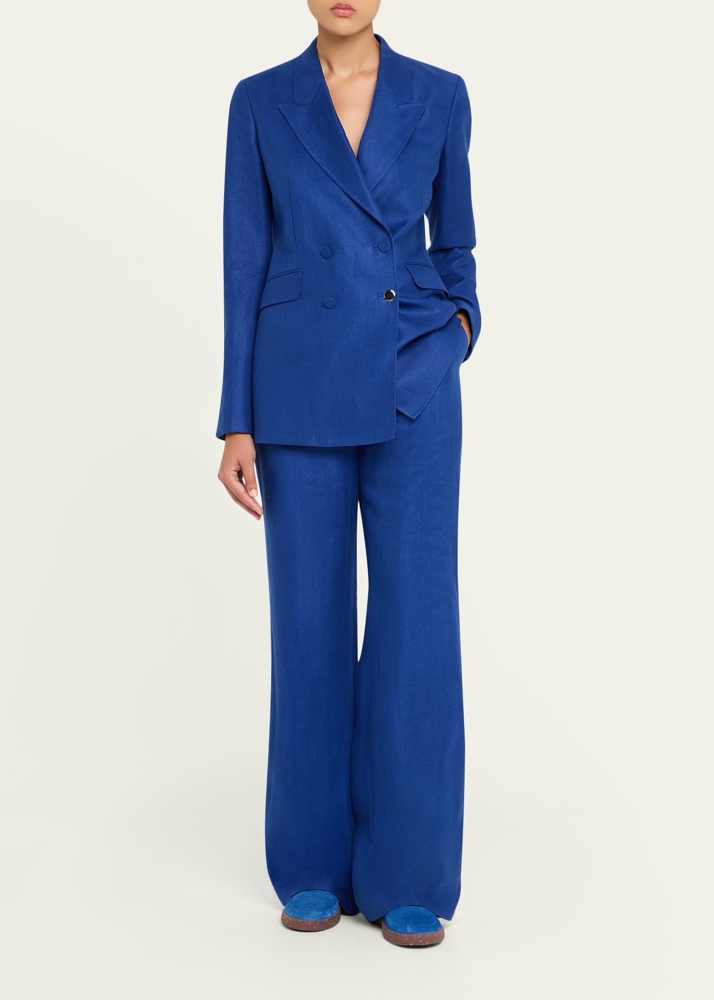 Angela Linen Double-Breasted Blazer - 2
