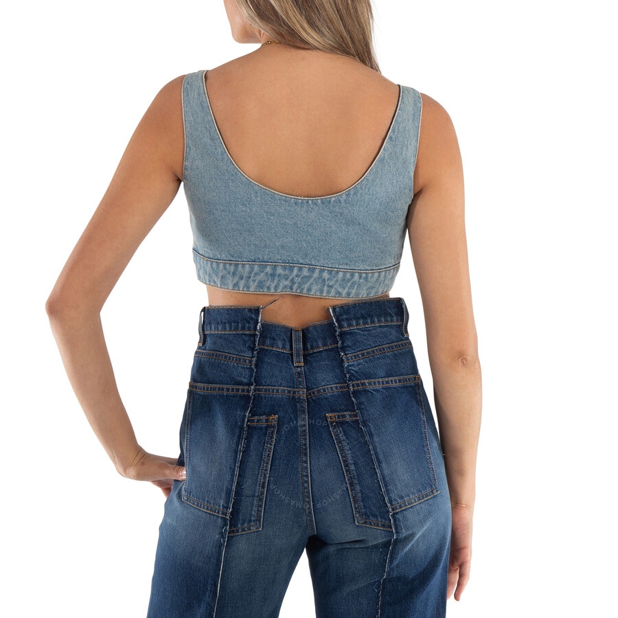 Rabanne Ladies Light Blue Denim Studded Denim Bralette - 4