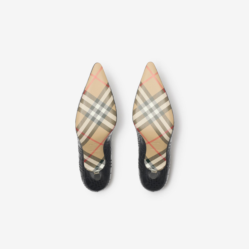 Check Leather Dame Low Pumps 5