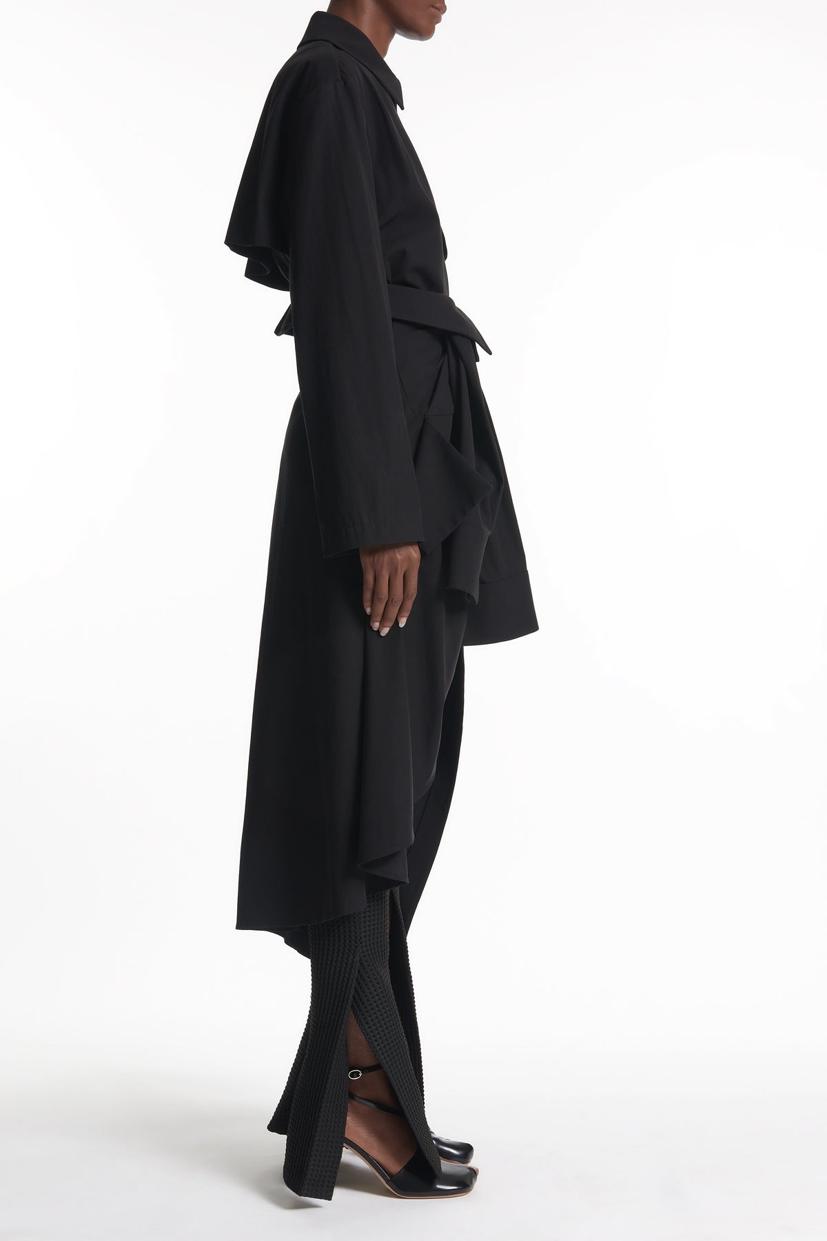 TRENCH COAT WITH SHIRT SLEEVE BELT BLACK - 3