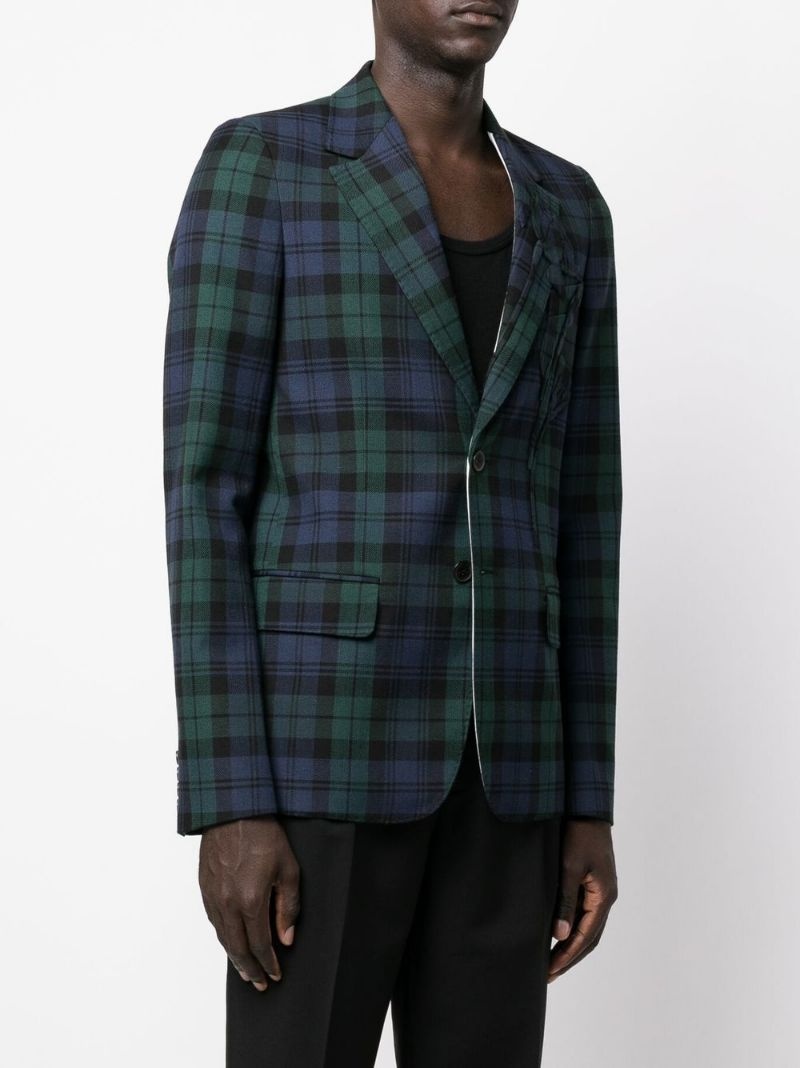 checked single-breasted blazer - 3