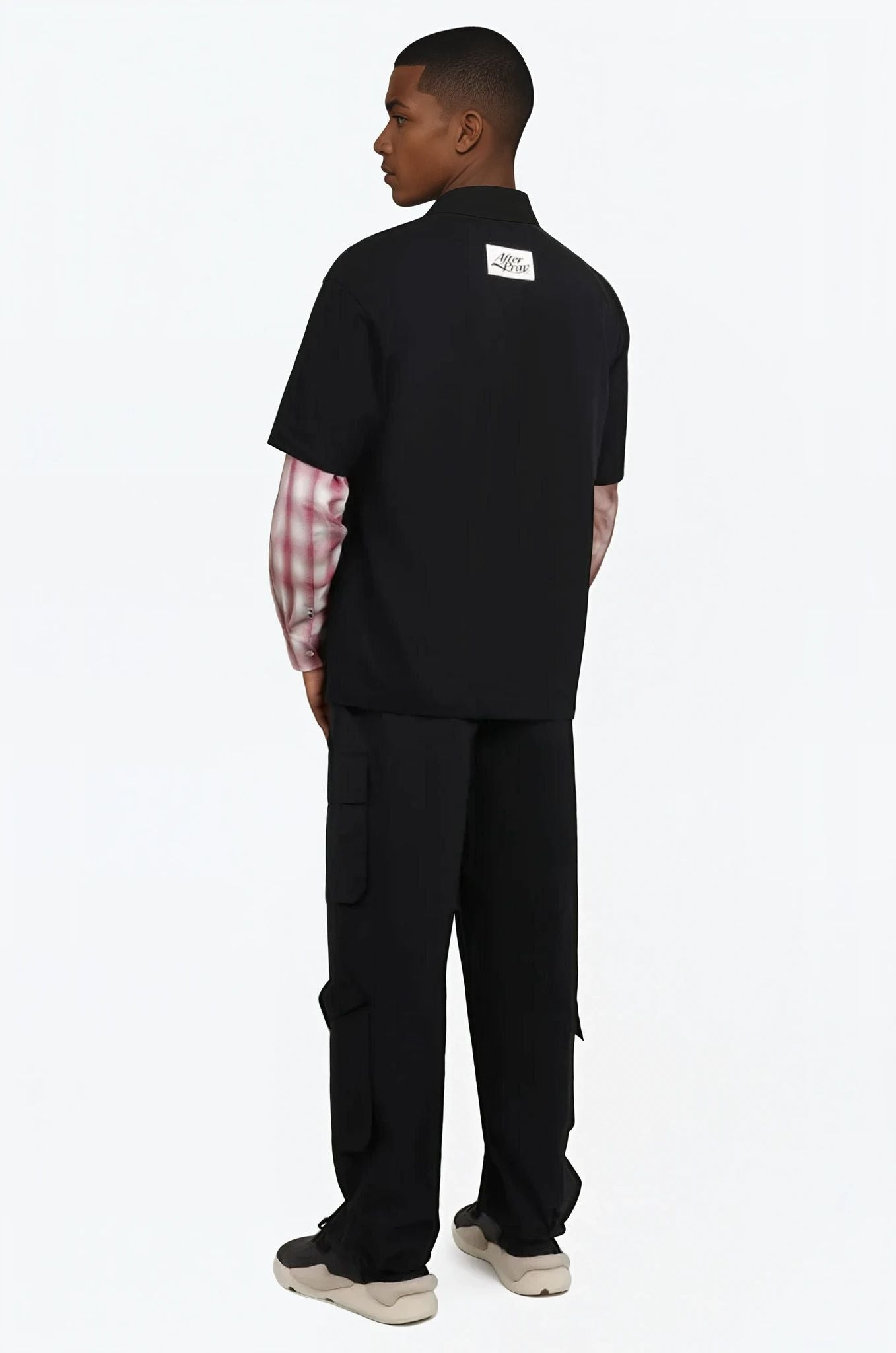 LAYER L/S SHIRT SLEEVE T-SHIRT | BLACK/CHECK - 3