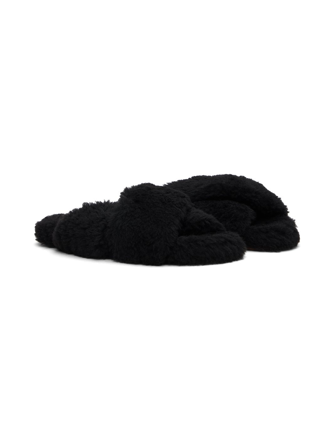 Black Curly Merino Slippers - 4