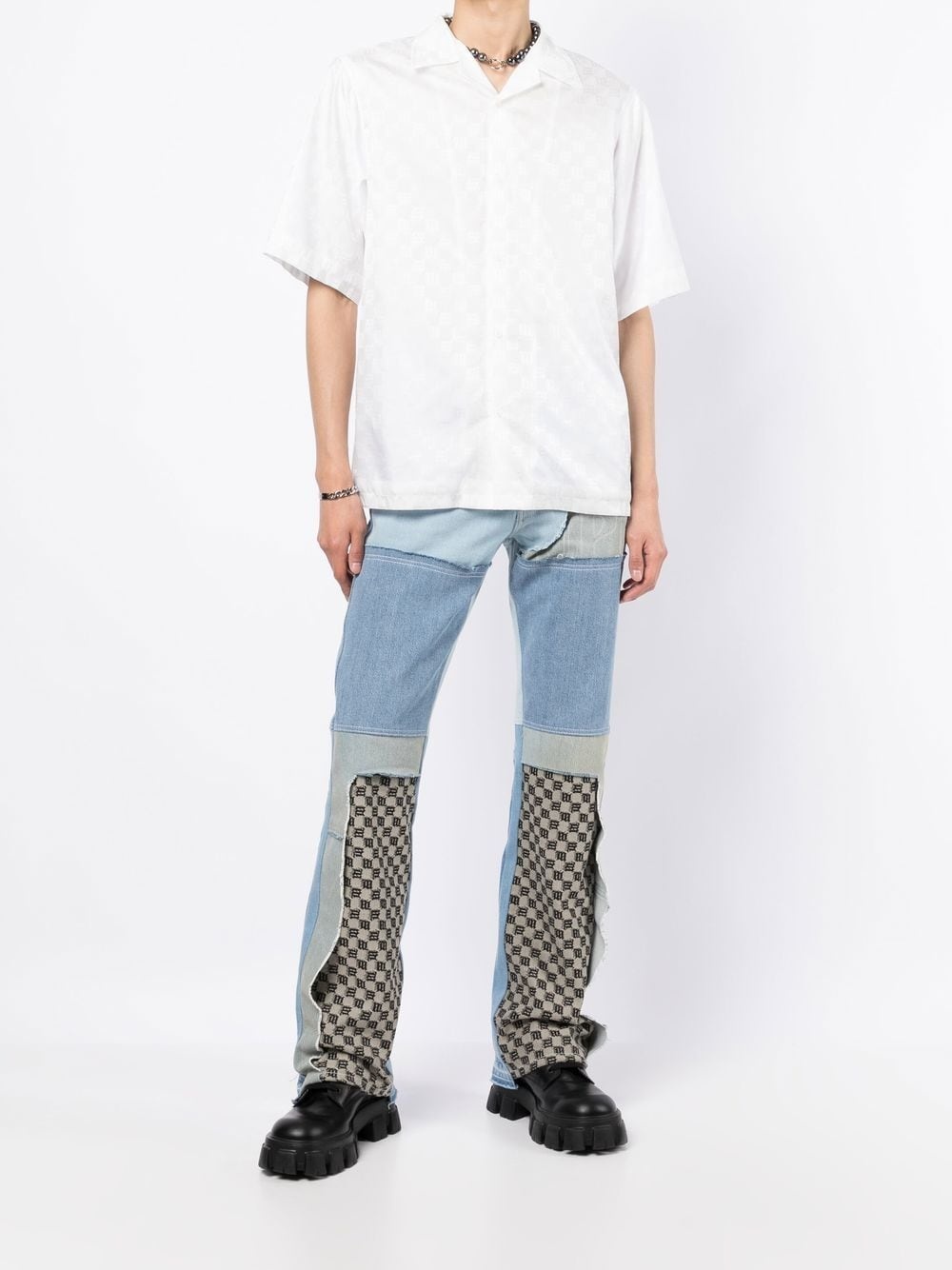 upcycled monogram-patchwork jeans - 2