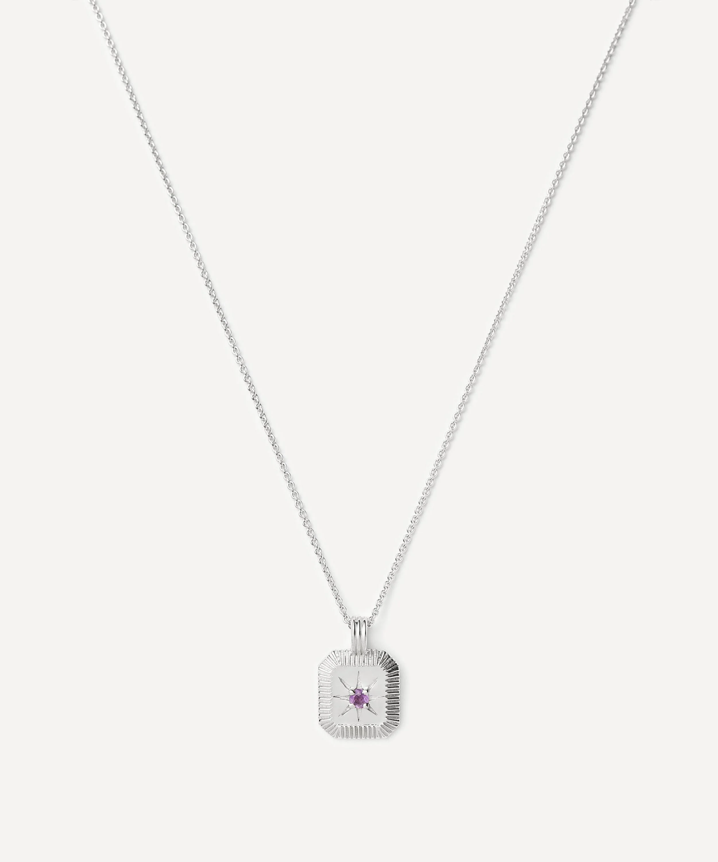 Sterling Silver February Birthstone Pendant Necklace - 1