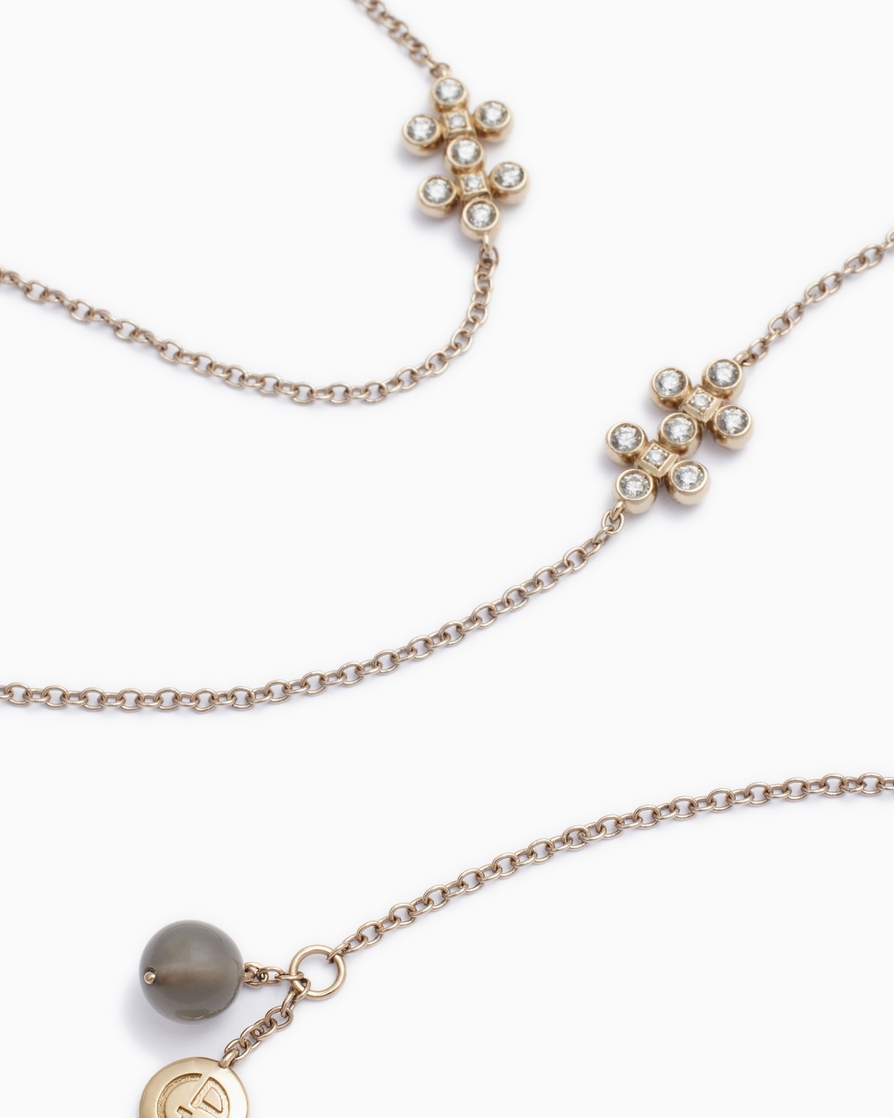 GIOIA 18K GOLD, DIAMONDS AND MOONSTONE LONG NECKLACE 2