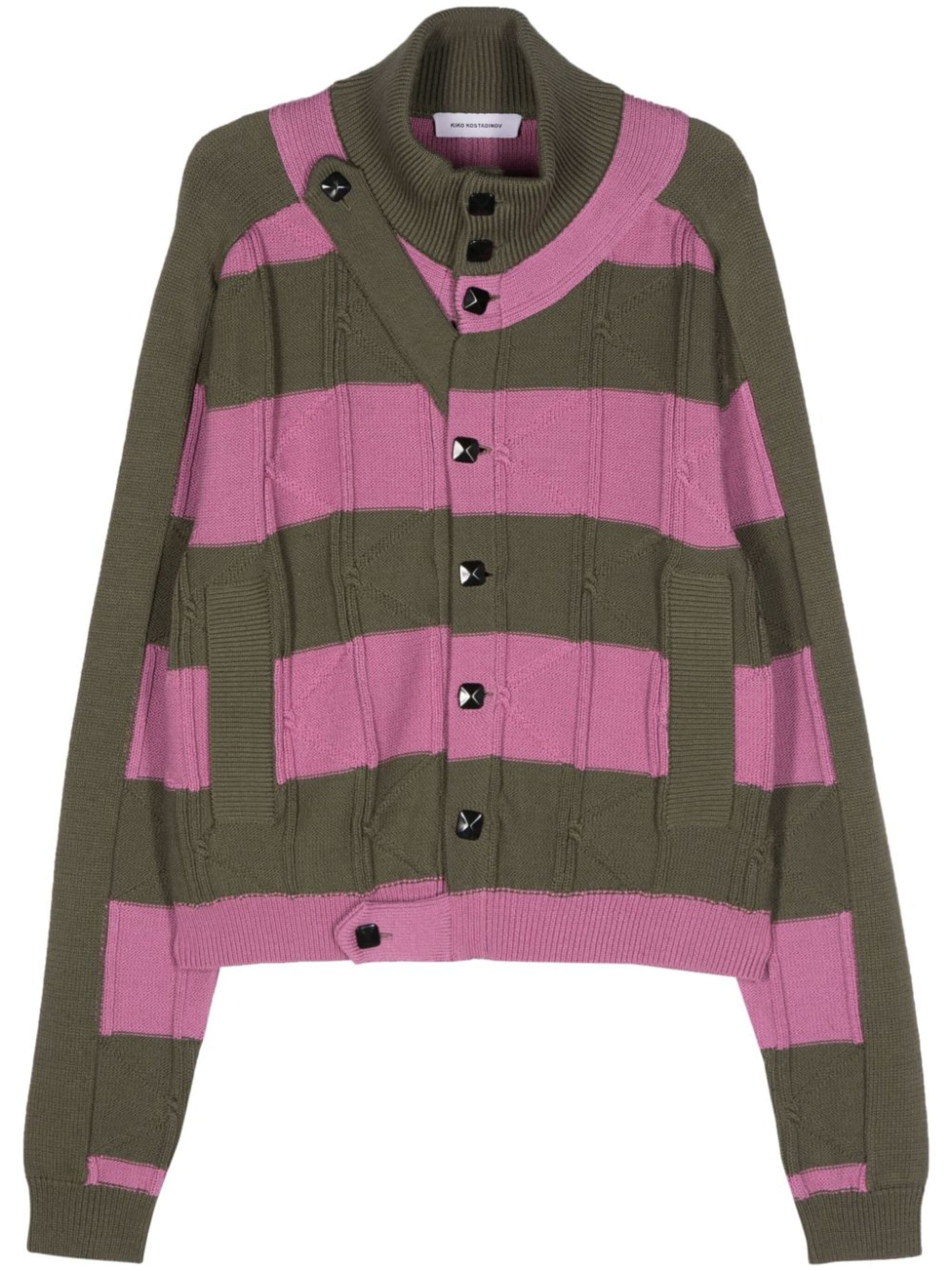 stud-detailing cotton cardigan - 1