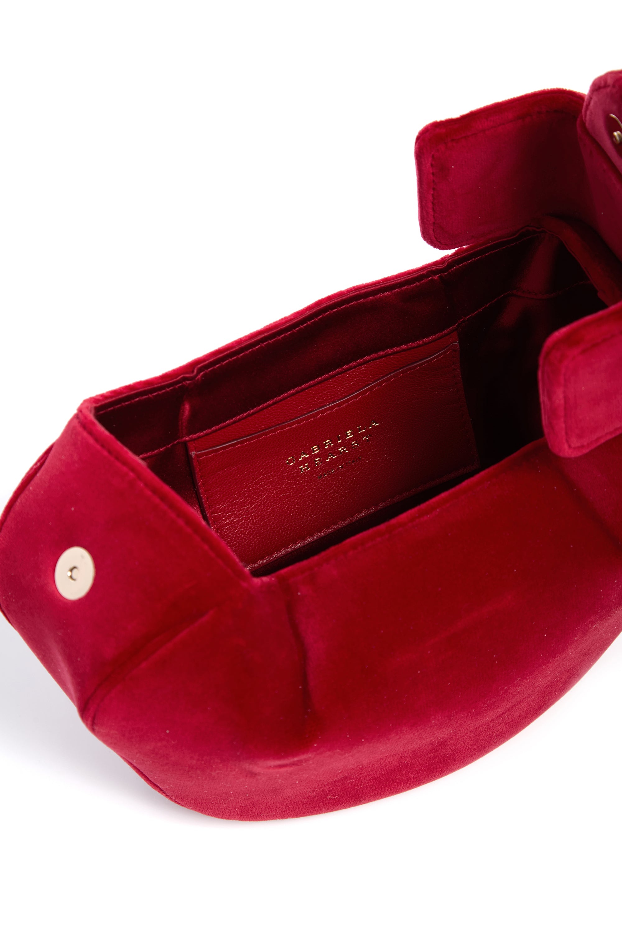 Soft Demi Clutch in Scarlet Red Cotton Velvet - 4