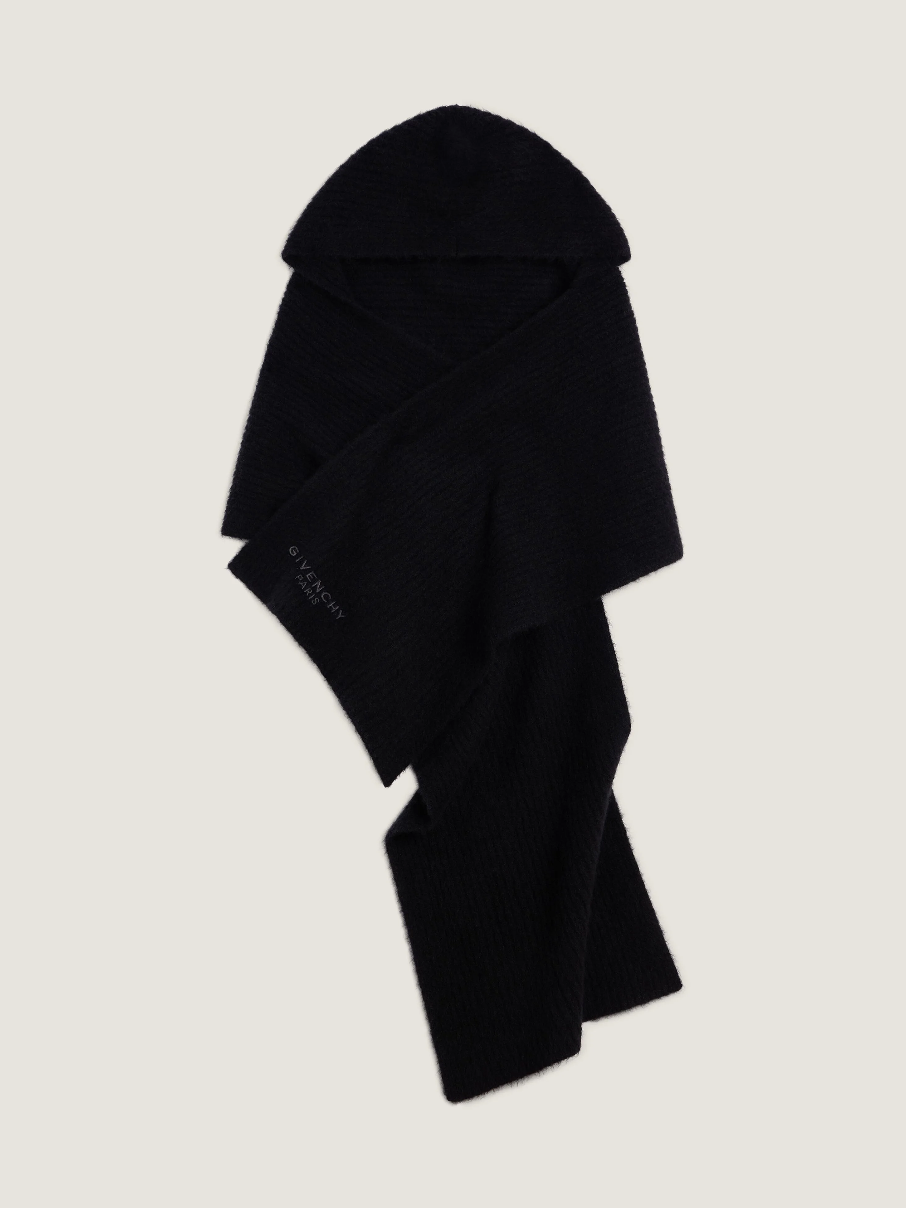 GIVENCHY PARIS HOODED SCARF IN ALPACA WOOL - 1