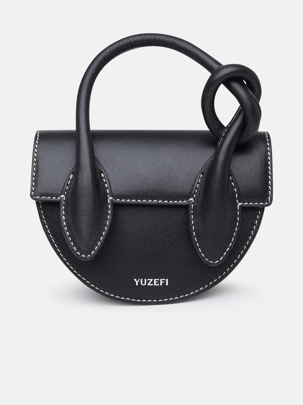 Black leather mini pretzel bag - 1