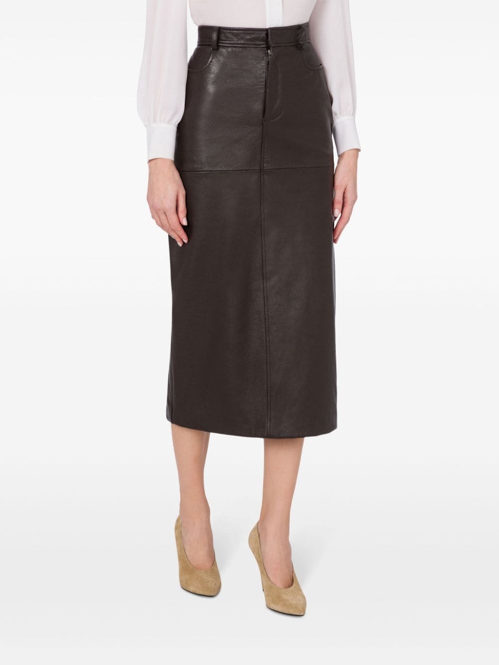 pencil leather midi skirt - 2